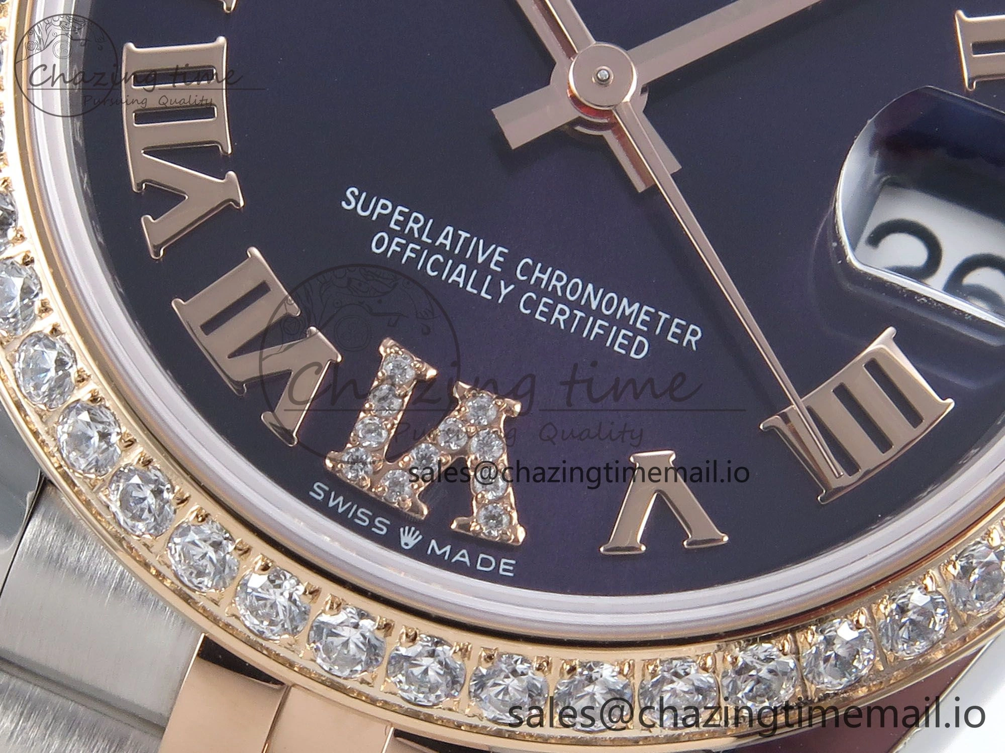 DateJust 31 278381RBR ARF 1:1 Best Edition 904L Steel Purple Roman Diamonds Dial Diamonds Bezel on SS RG Jubilee Bracelet ETA 2688