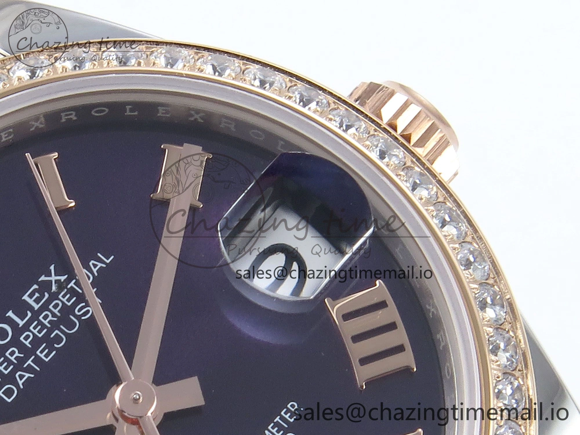 DateJust 31 278381RBR ARF 1:1 Best Edition 904L Steel Purple Roman Diamonds Dial Diamonds Bezel on SS RG Oyster Bracelet ETA 2688