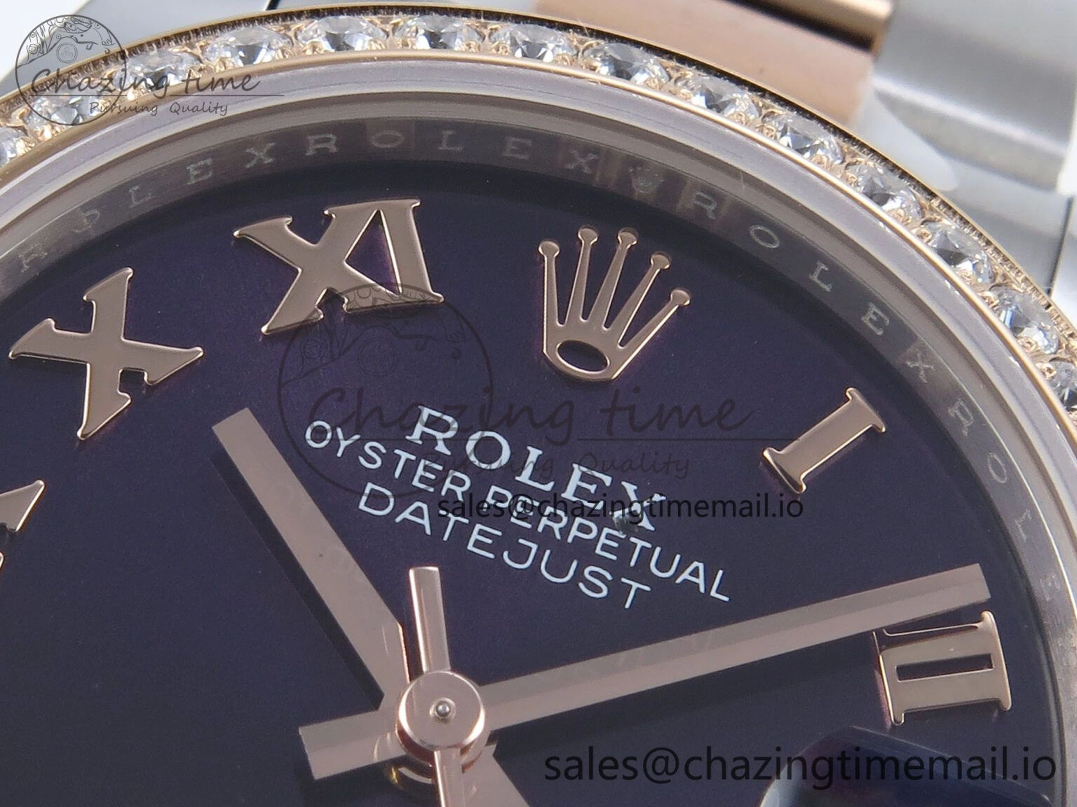 DateJust 31 278381RBR ARF 1:1 Best Edition 904L Steel Purple Roman Diamonds Dial Diamonds Bezel on SS RG Oyster Bracelet ETA 2688