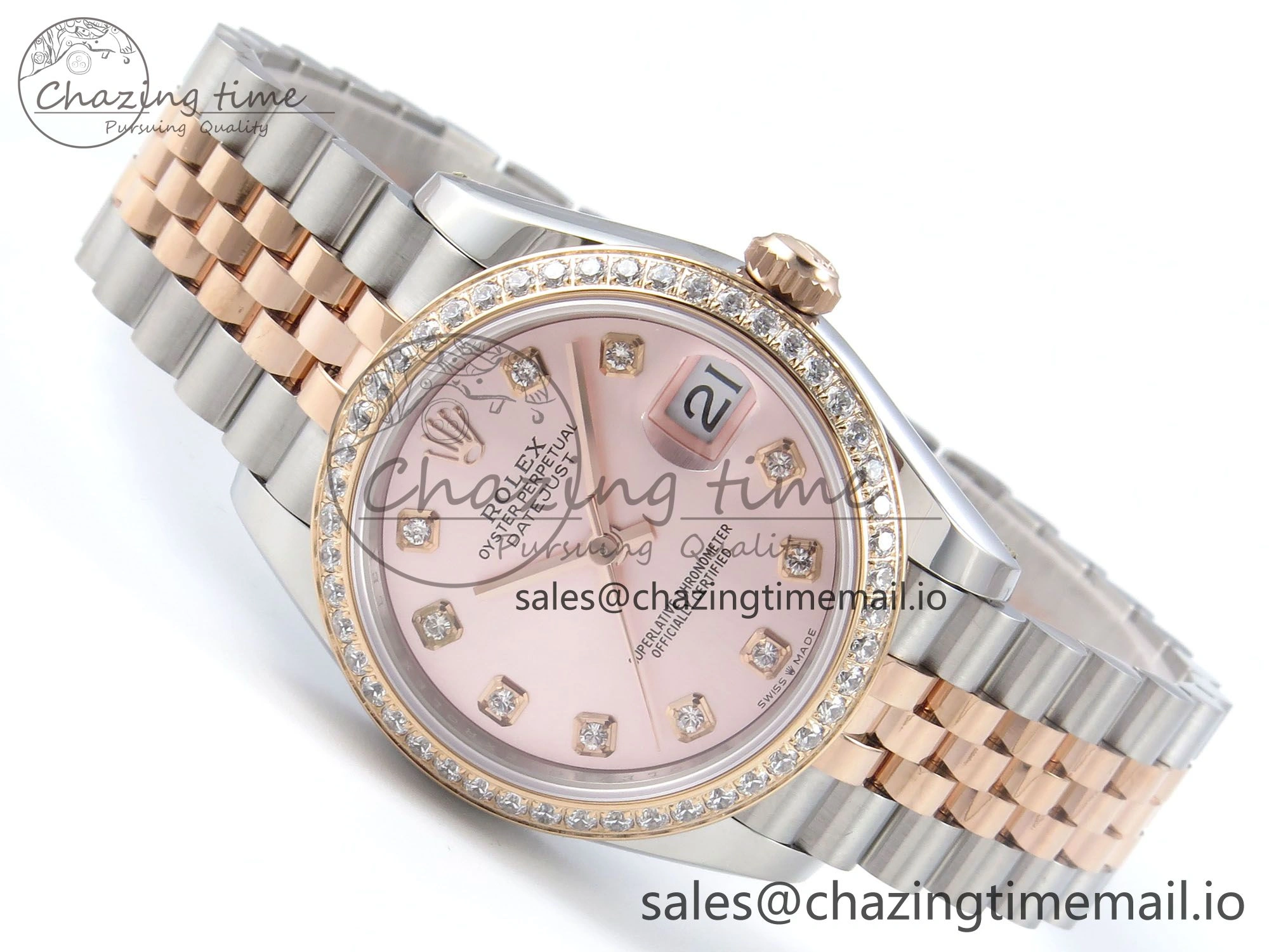 DateJust 31 278381RBR ARF 1:1 Best Edition 904L Steel RG Diamonds Dial Diamonds Bezel on SS RG Jubilee Bracelet ETA 2688
