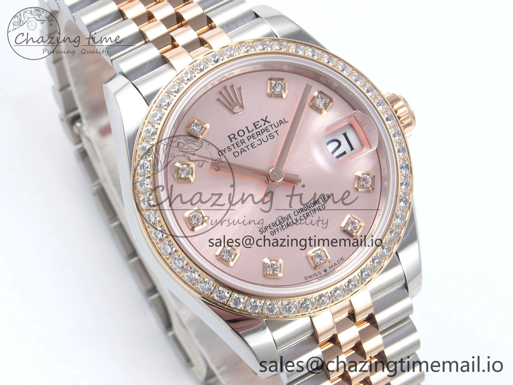 DateJust 31 278381RBR ARF 1:1 Best Edition 904L Steel RG Diamonds Dial Diamonds Bezel on SS RG Jubilee Bracelet ETA 2688