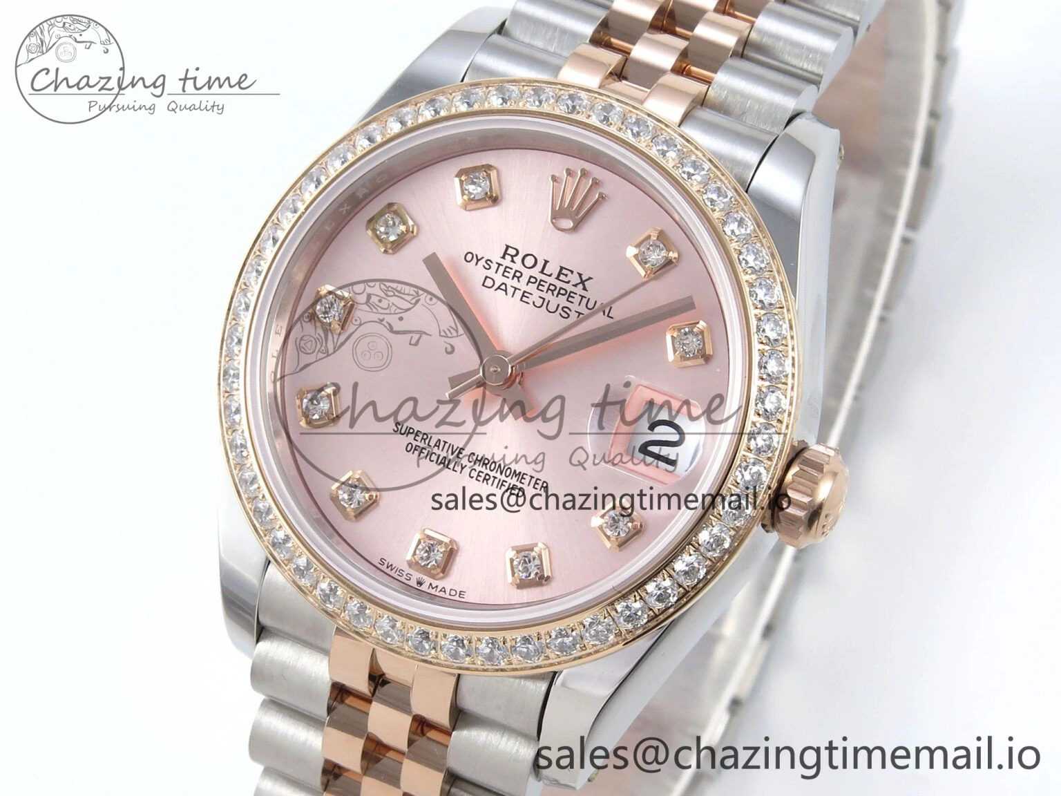 DateJust 31 278381RBR ARF 1:1 Best Edition 904L Steel RG Diamonds Dial Diamonds Bezel on SS RG Jubilee Bracelet ETA 2688