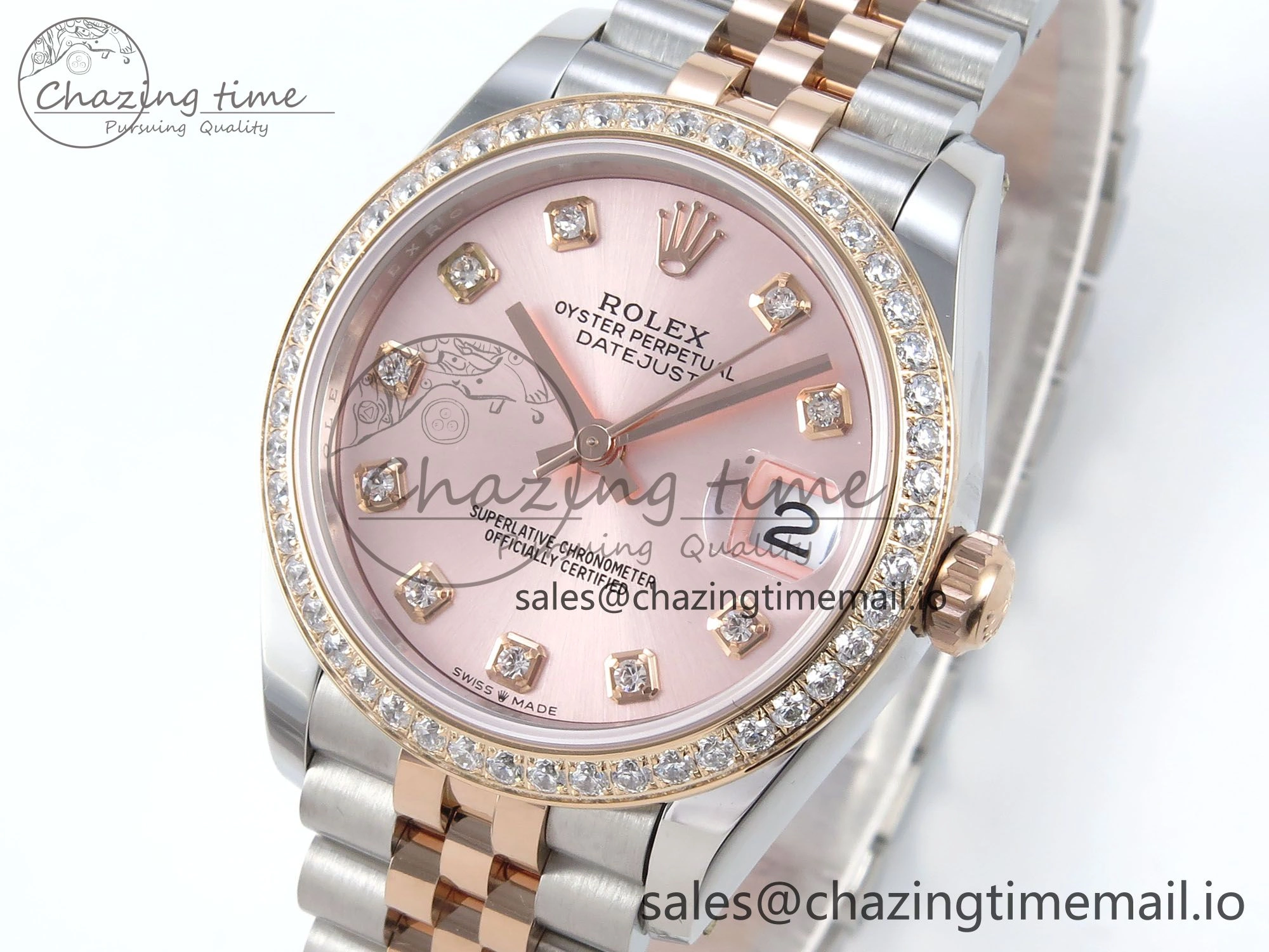 DateJust 31 278381RBR ARF 1:1 Best Edition 904L Steel RG Diamonds Dial Diamonds Bezel on SS RG Jubilee Bracelet ETA 2688