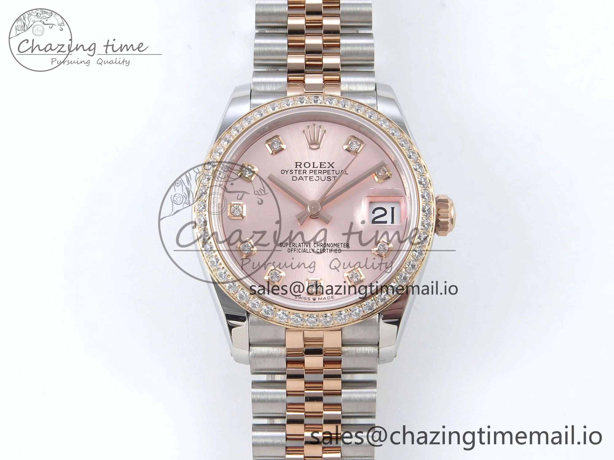 DateJust 31 278381RBR ARF 1:1 Best Edition 904L Steel RG Diamonds Dial Diamonds Bezel on SS RG Jubilee Bracelet ETA 2688