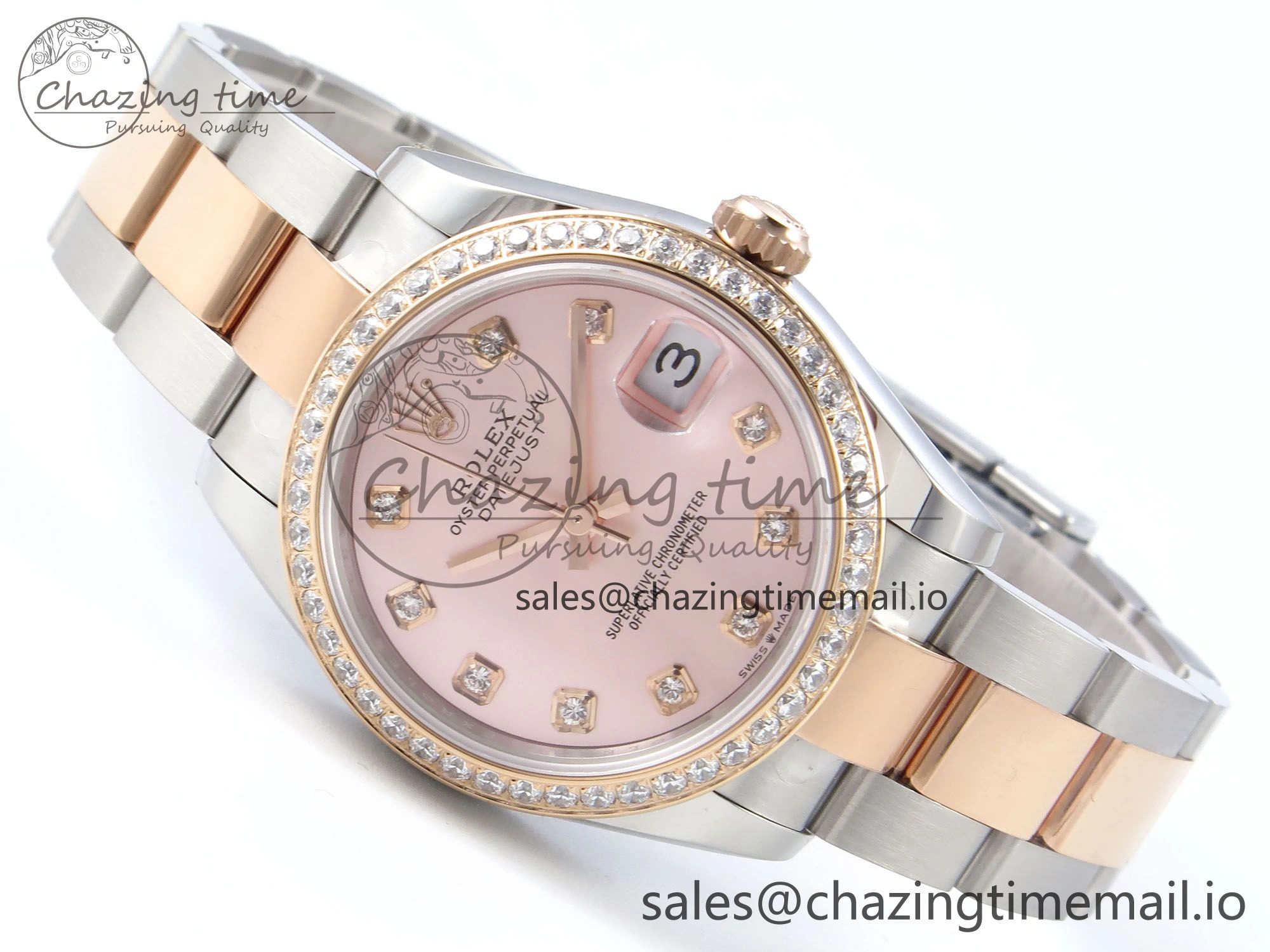 DateJust 31 278381RBR ARF 1:1 Best Edition 904L Steel RG Diamonds Dial Diamonds Bezel on SS RG Oyster Bracelet ETA 2688