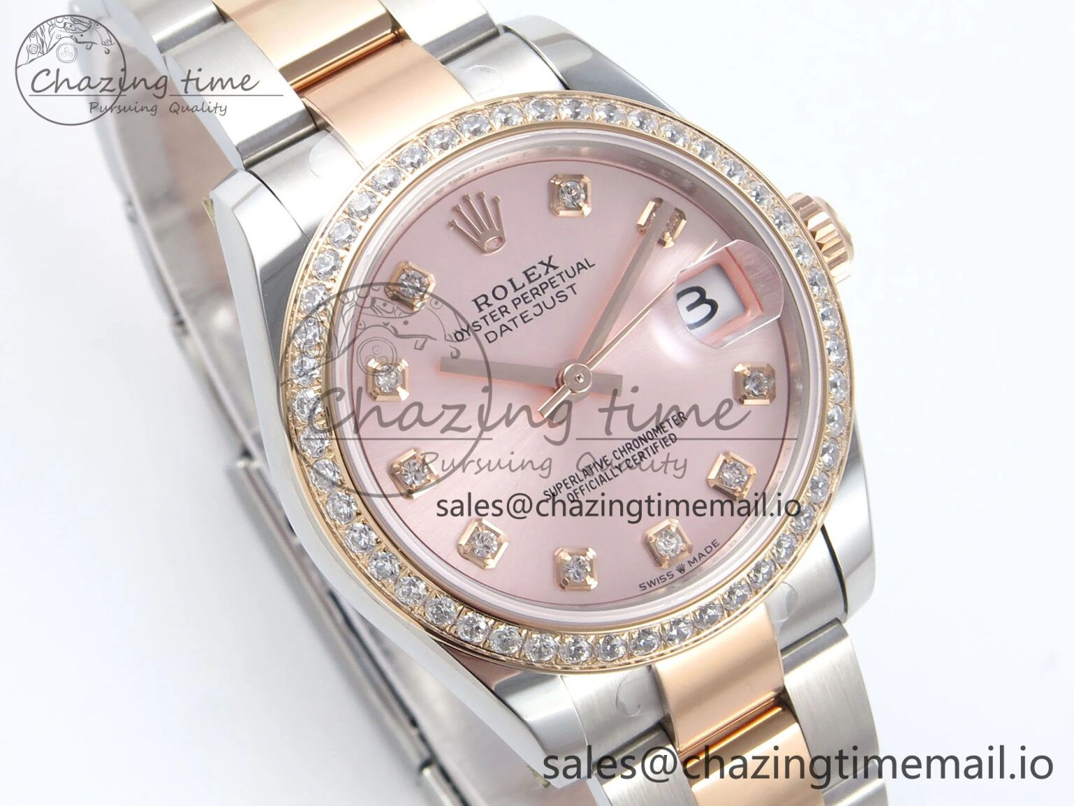 DateJust 31 278381RBR ARF 1:1 Best Edition 904L Steel RG Diamonds Dial Diamonds Bezel on SS RG Oyster Bracelet ETA 2688