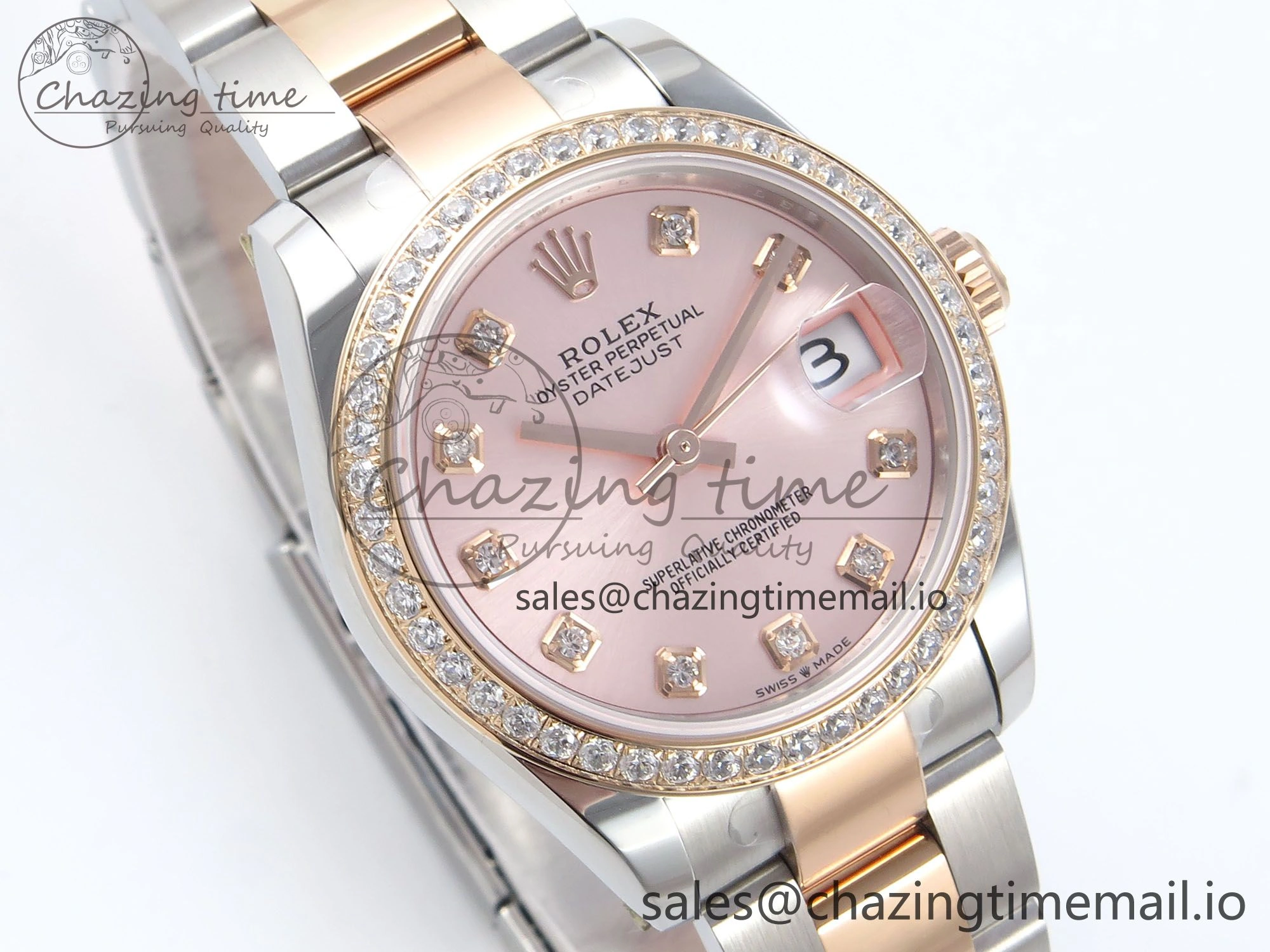 DateJust 31 278381RBR ARF 1:1 Best Edition 904L Steel RG Diamonds Dial Diamonds Bezel on SS RG Oyster Bracelet ETA 2688