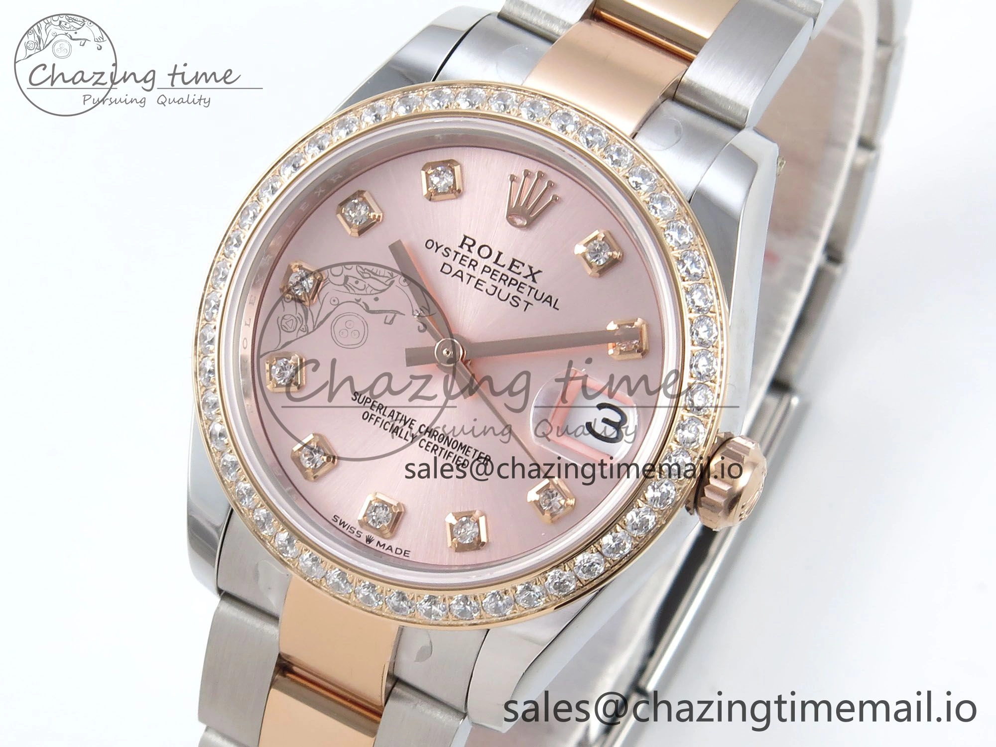 DateJust 31 278381RBR ARF 1:1 Best Edition 904L Steel RG Diamonds Dial Diamonds Bezel on SS RG Oyster Bracelet ETA 2688