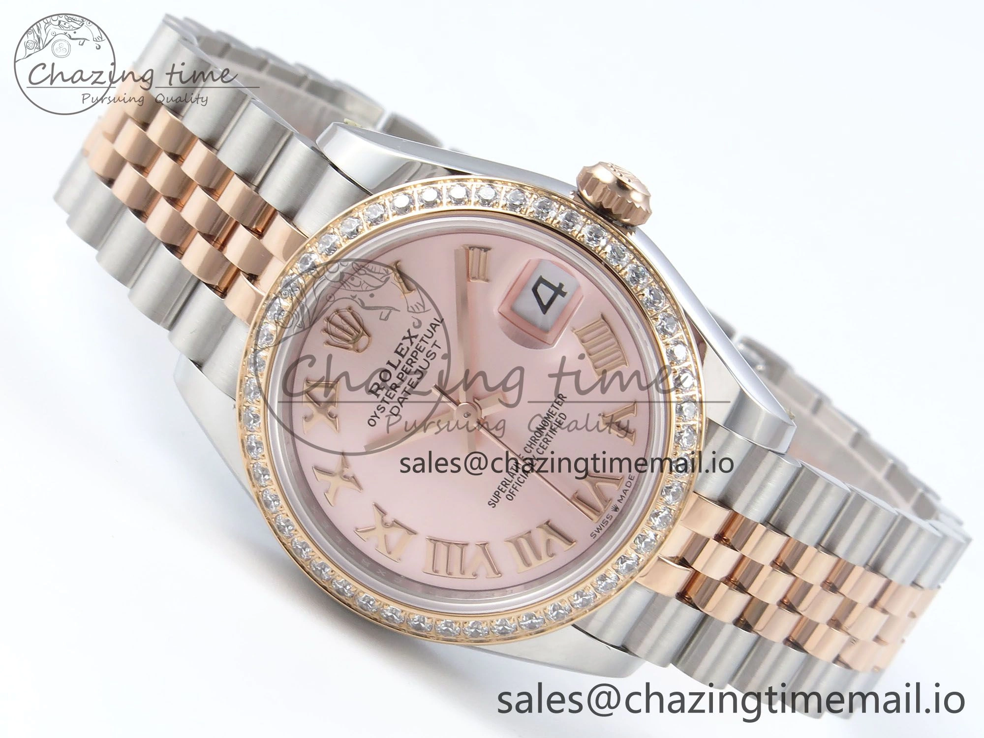 DateJust 31 278381RBR ARF 1:1 Best Edition 904L Steel RG Roman Dial Diamonds Bezel on SS RG Jubilee Bracelet ETA 2688
