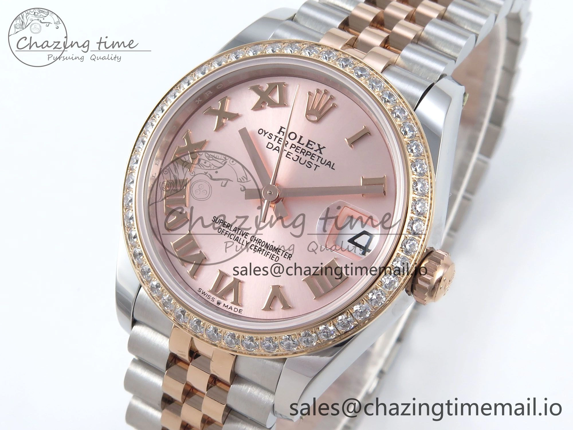 DateJust 31 278381RBR ARF 1:1 Best Edition 904L Steel RG Roman Dial Diamonds Bezel on SS RG Jubilee Bracelet ETA 2688