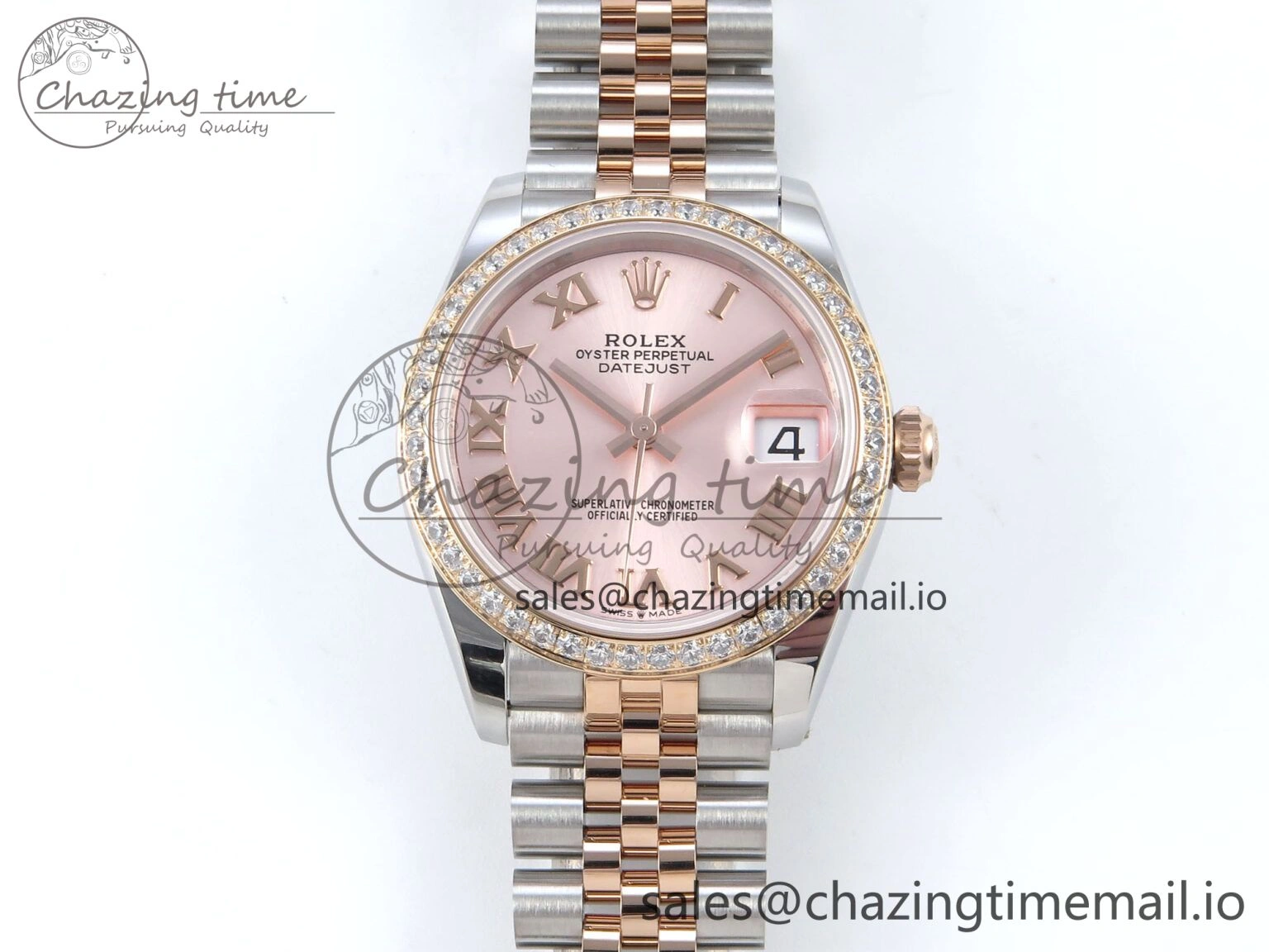 DateJust 31 278381RBR ARF 1:1 Best Edition 904L Steel RG Roman Dial Diamonds Bezel on SS RG Jubilee Bracelet ETA 2688