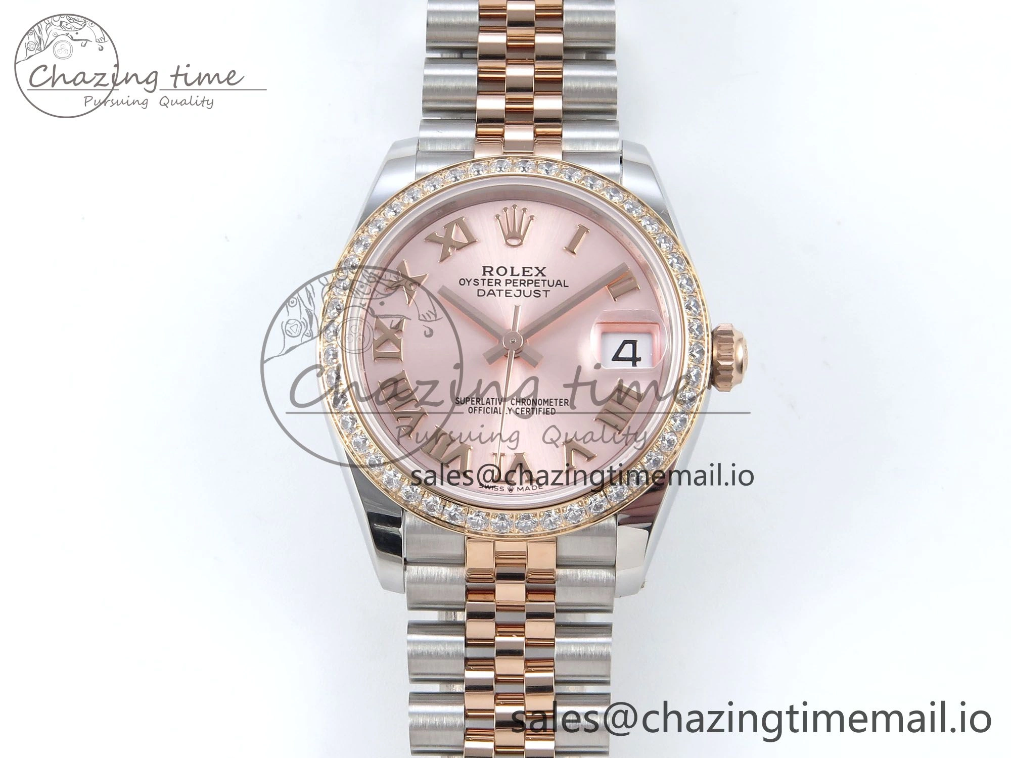 DateJust 31 278381RBR ARF 1:1 Best Edition 904L Steel RG Roman Dial Diamonds Bezel on SS RG Jubilee Bracelet ETA 2688