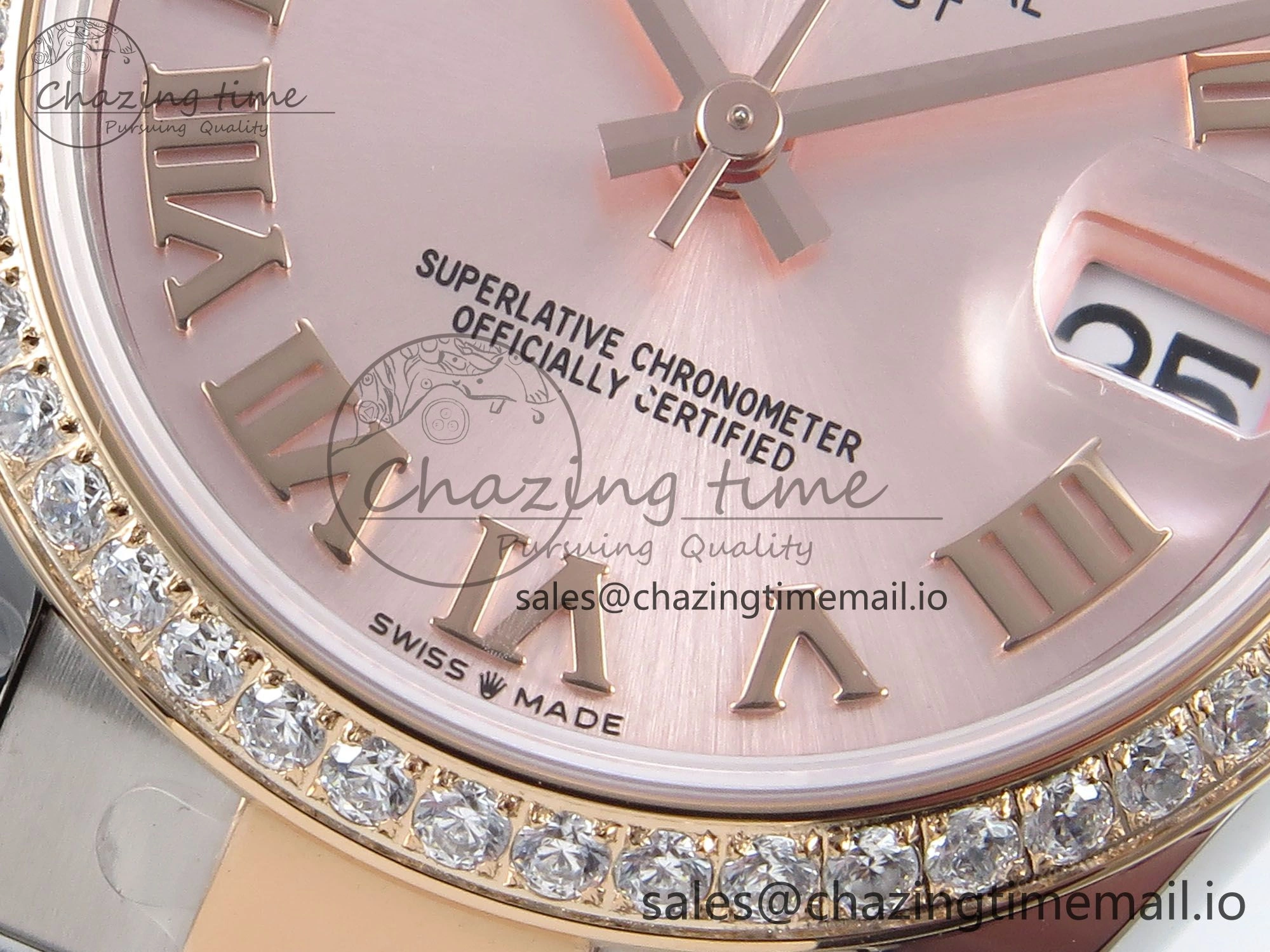 DateJust 31 278381RBR ARF 1:1 Best Edition 904L Steel RG Roman Dial Diamonds Bezel on SS RG Oyster Bracelet ETA 2688