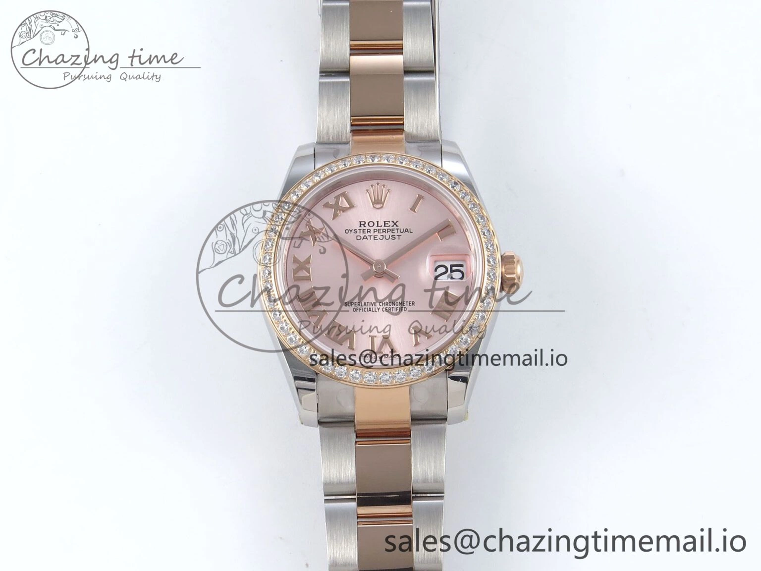 DateJust 31 278381RBR ARF 1:1 Best Edition 904L Steel RG Roman Dial Diamonds Bezel on SS RG Oyster Bracelet ETA 2688