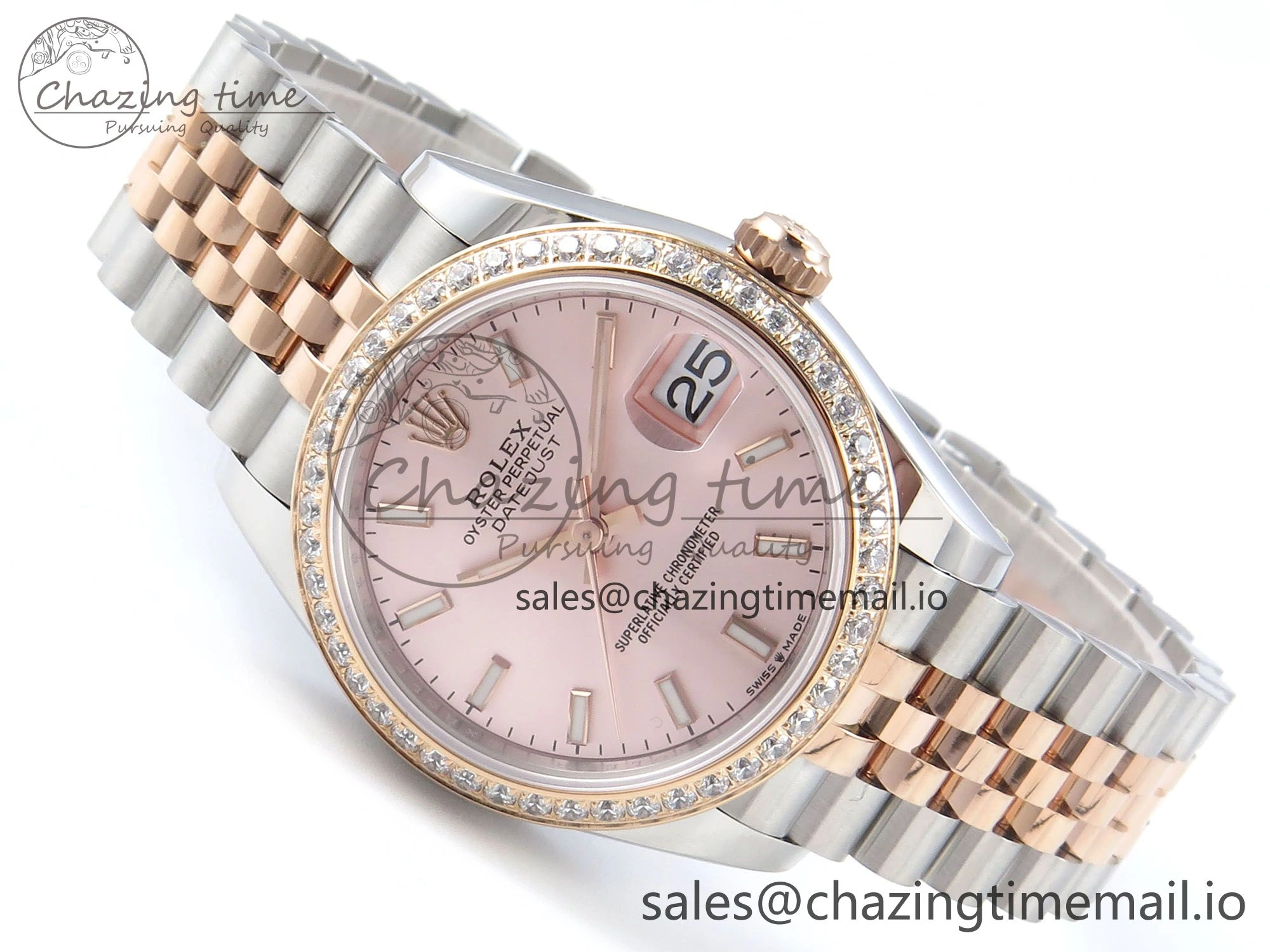 DateJust 31 278381RBR ARF 1:1 Best Edition 904L Steel RG Stick Dial Diamonds Bezel on SS RG Jubilee Bracelet ETA 2688