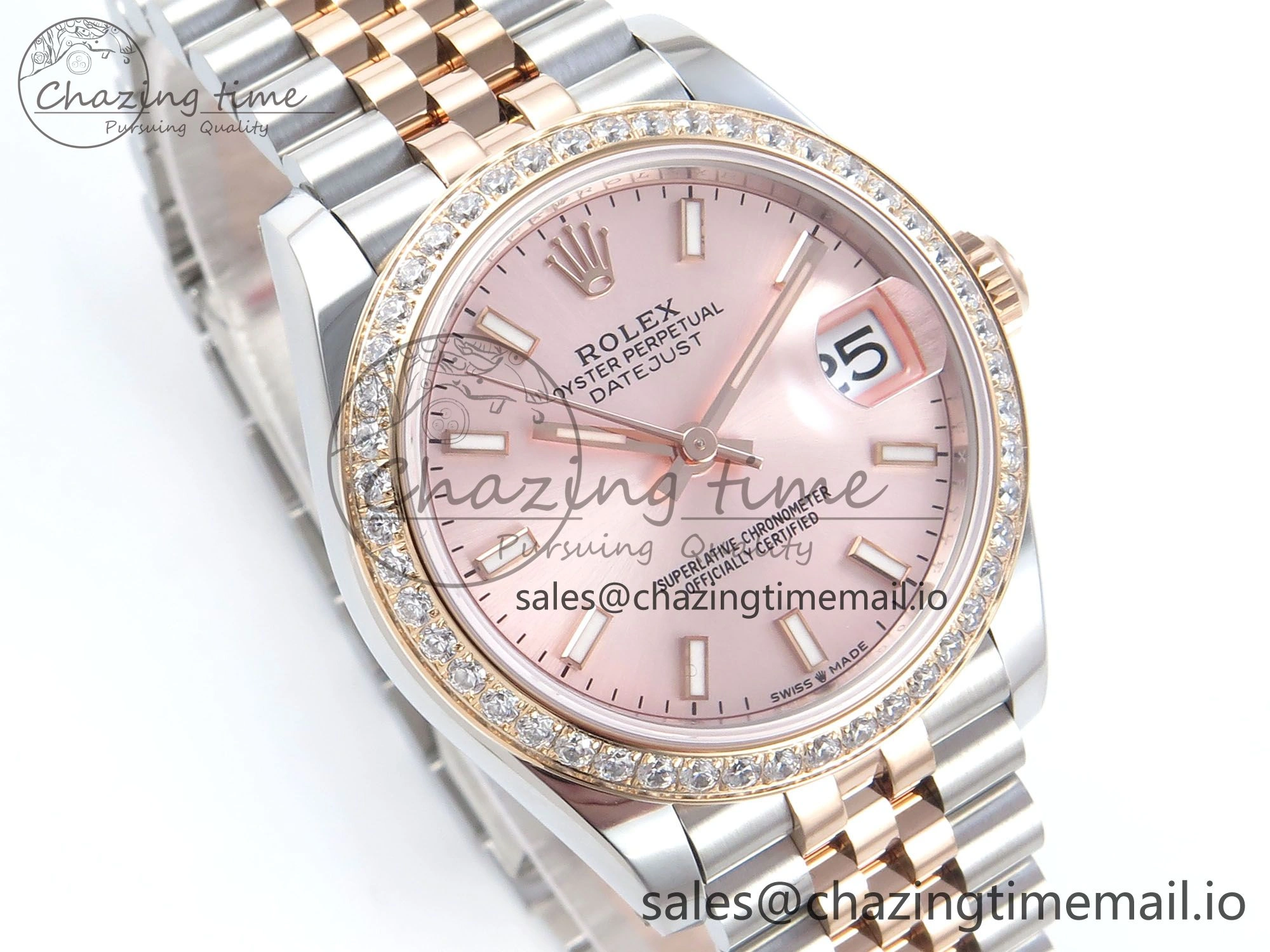 DateJust 31 278381RBR ARF 1:1 Best Edition 904L Steel RG Stick Dial Diamonds Bezel on SS RG Jubilee Bracelet ETA 2688