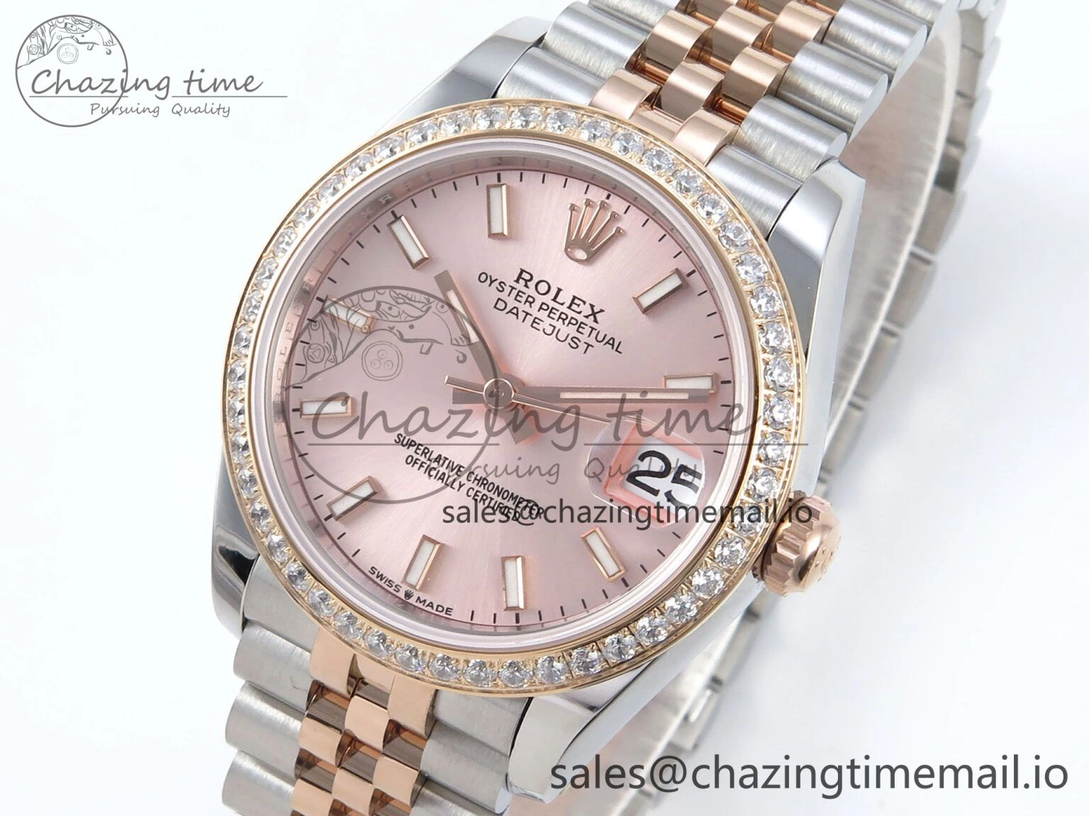 DateJust 31 278381RBR ARF 1:1 Best Edition 904L Steel RG Stick Dial Diamonds Bezel on SS RG Jubilee Bracelet ETA 2688