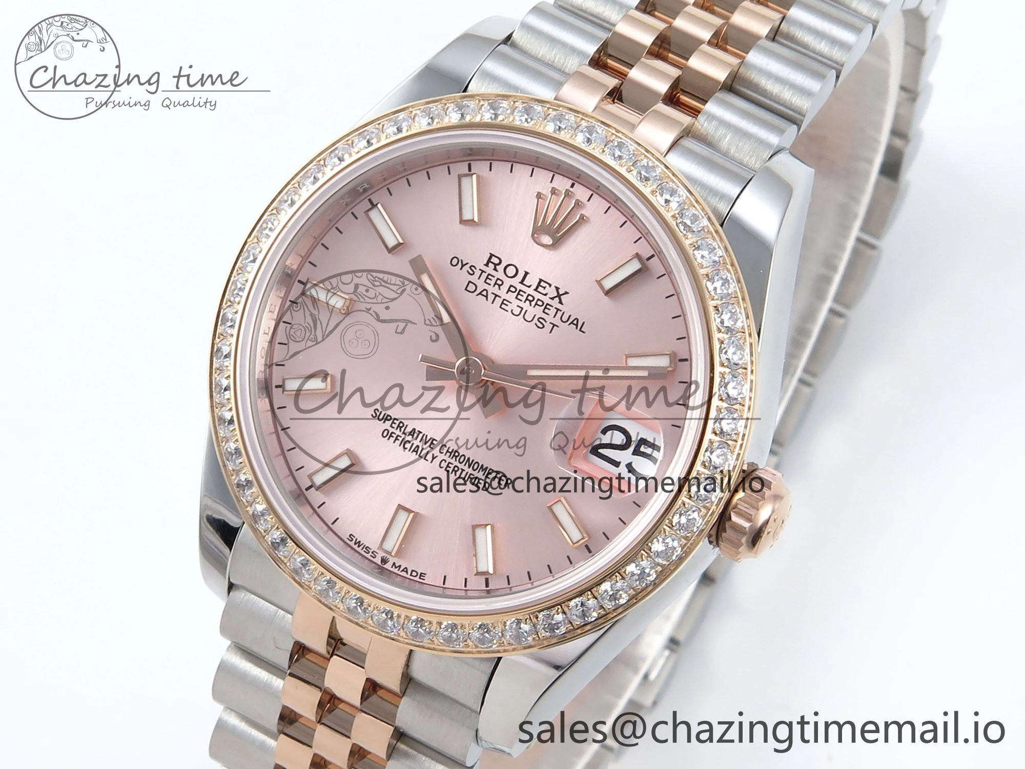 DateJust 31 278381RBR ARF 1:1 Best Edition 904L Steel RG Stick Dial Diamonds Bezel on SS RG Jubilee Bracelet ETA 2688