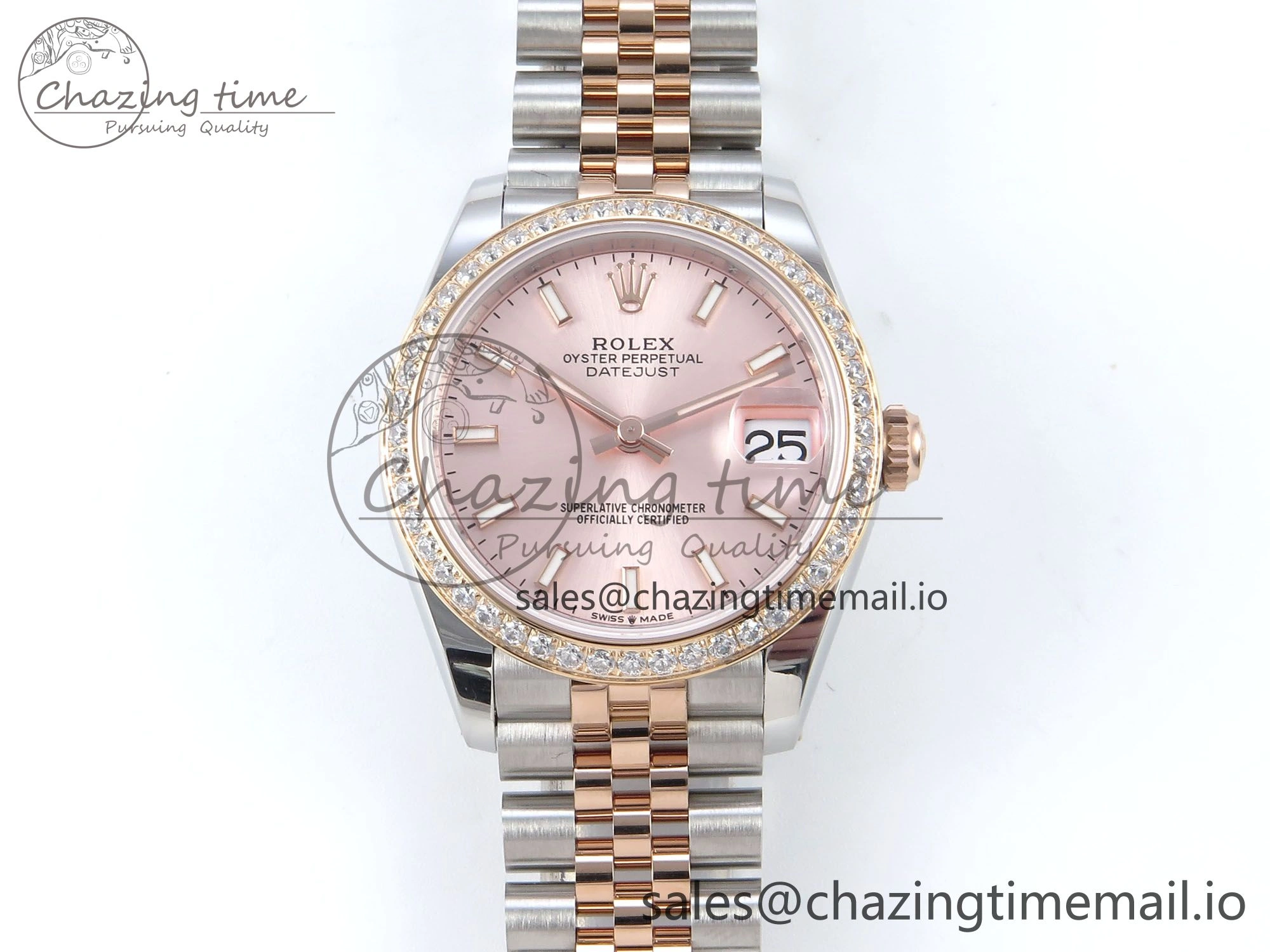 DateJust 31 278381RBR ARF 1:1 Best Edition 904L Steel RG Stick Dial Diamonds Bezel on SS RG Jubilee Bracelet ETA 2688
