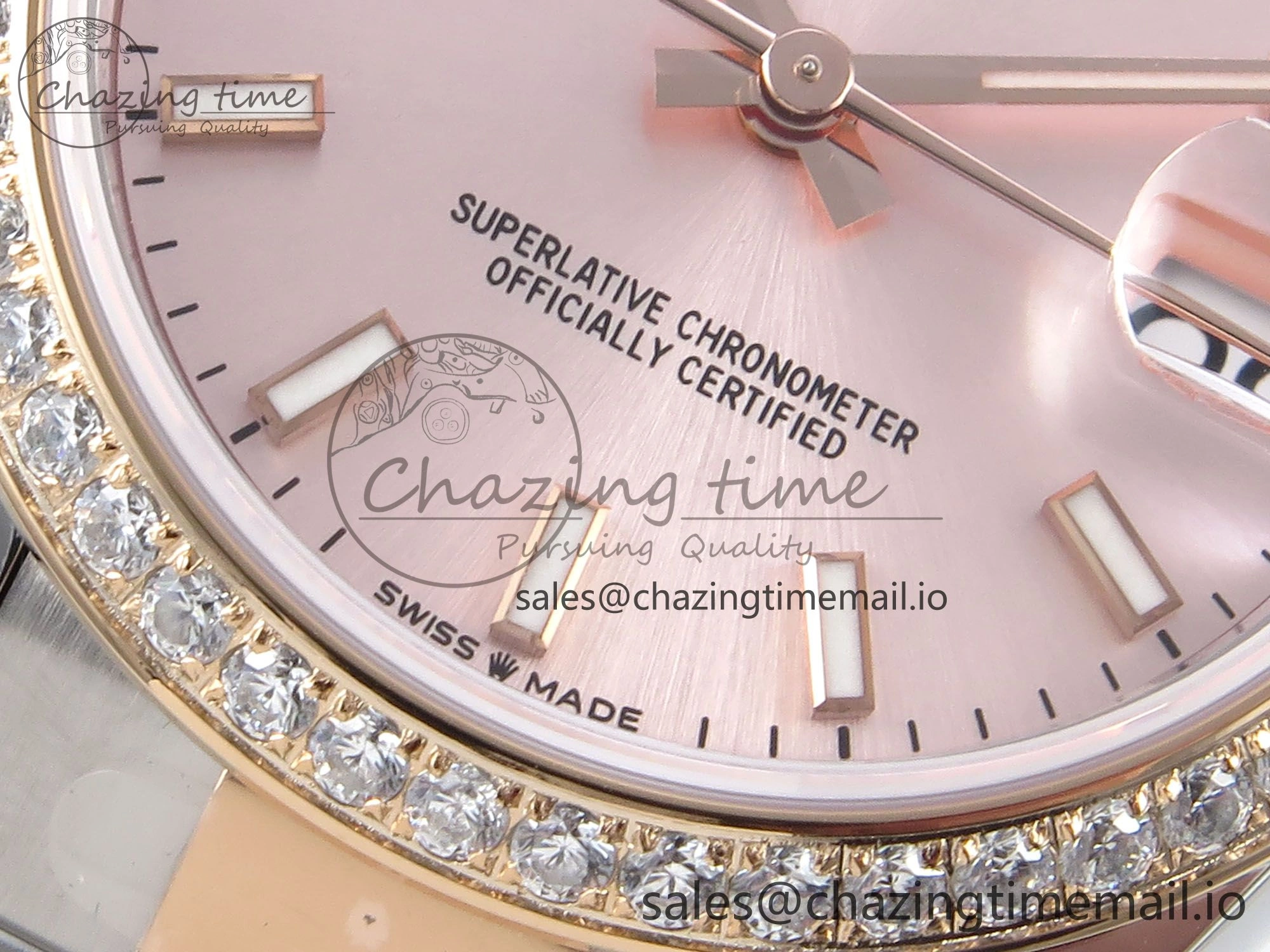 DateJust 31 278381RBR ARF 1:1 Best Edition 904L Steel RG Stick Dial Diamonds Bezel on SS RG Oyster Bracelet ETA 2688