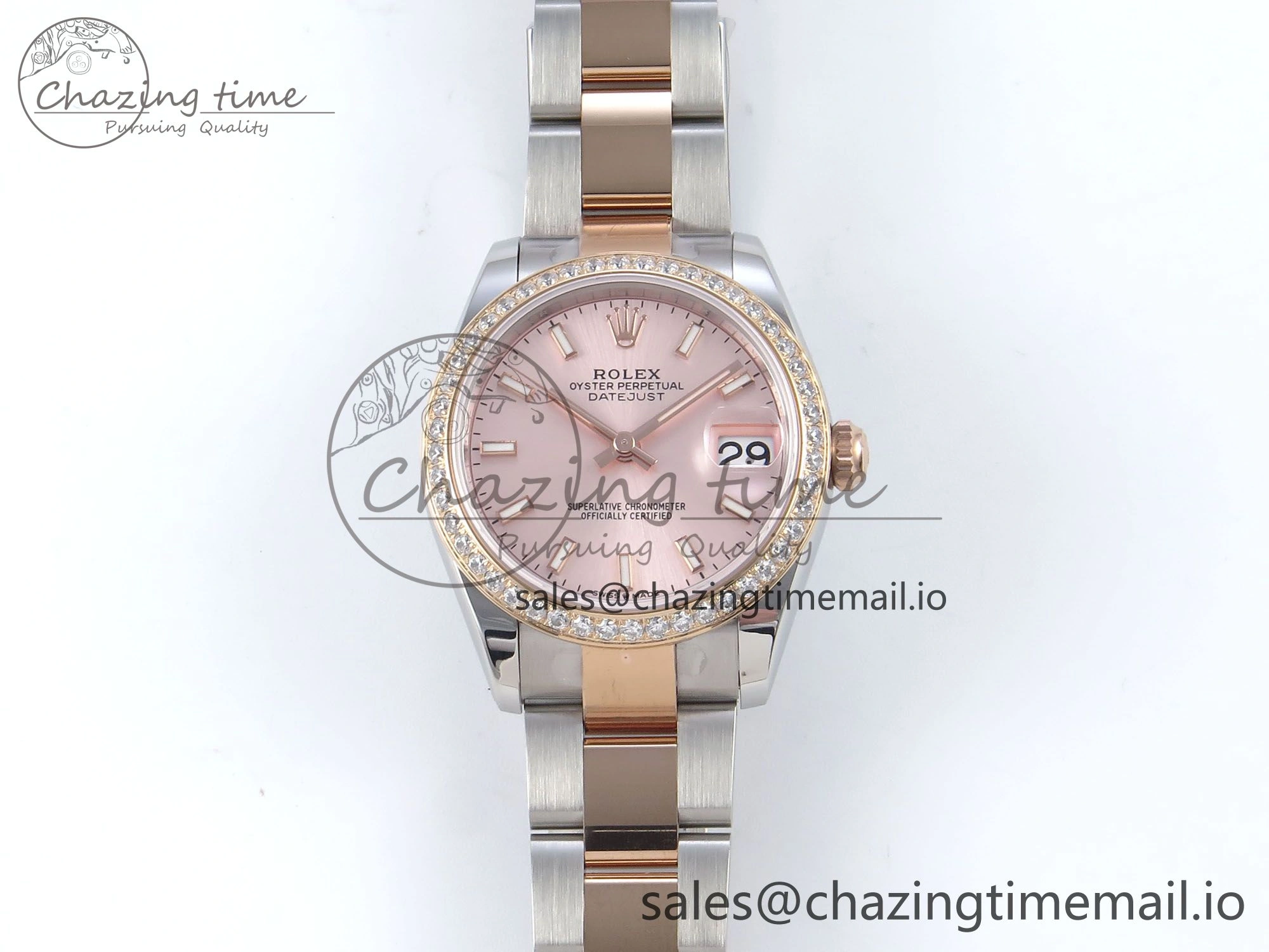 DateJust 31 278381RBR ARF 1:1 Best Edition 904L Steel RG Stick Dial Diamonds Bezel on SS RG Oyster Bracelet ETA 2688