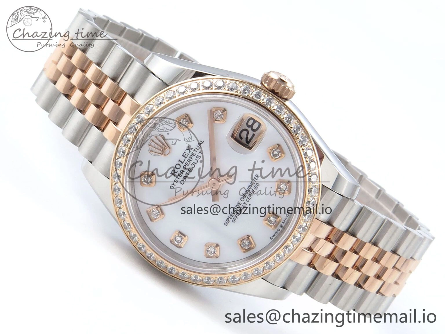 DateJust 31 278381RBR ARF 1:1 Best Edition 904L Steel White Diamonds Dial Diamonds Bezel on SS RG Jubilee Bracelet ETA 2688