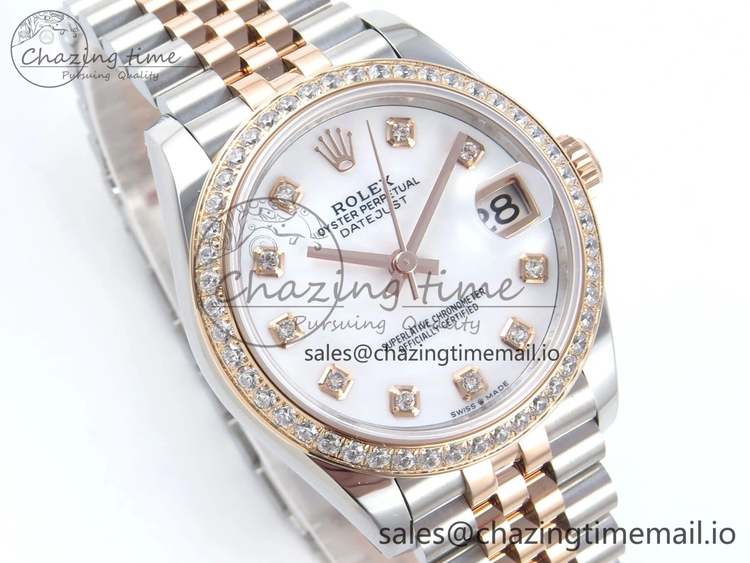 DateJust 31 278381RBR ARF 1:1 Best Edition 904L Steel White Diamonds Dial Diamonds Bezel on SS RG Jubilee Bracelet ETA 2688