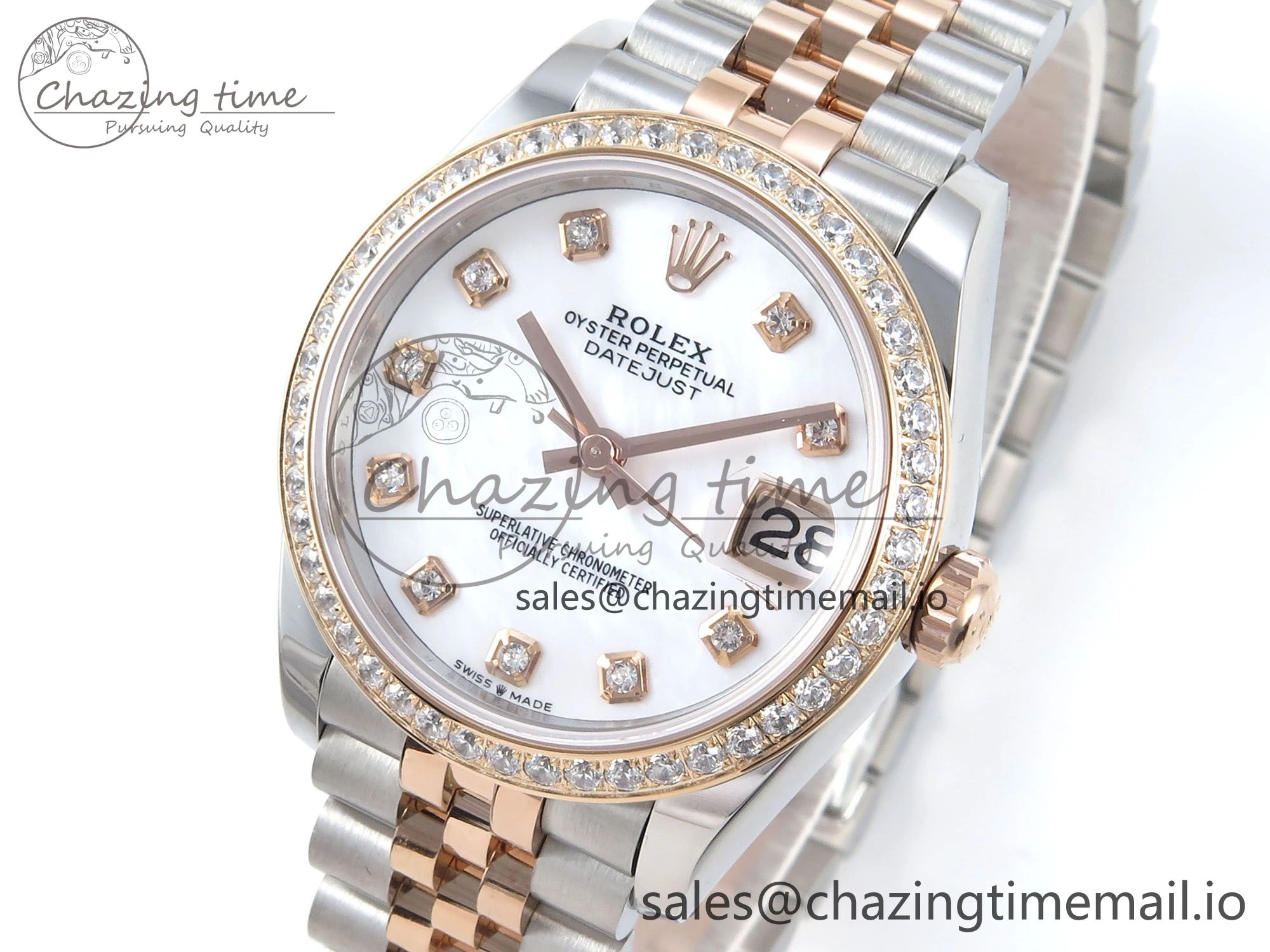 DateJust 31 278381RBR ARF 1:1 Best Edition 904L Steel White Diamonds Dial Diamonds Bezel on SS RG Jubilee Bracelet ETA 2688