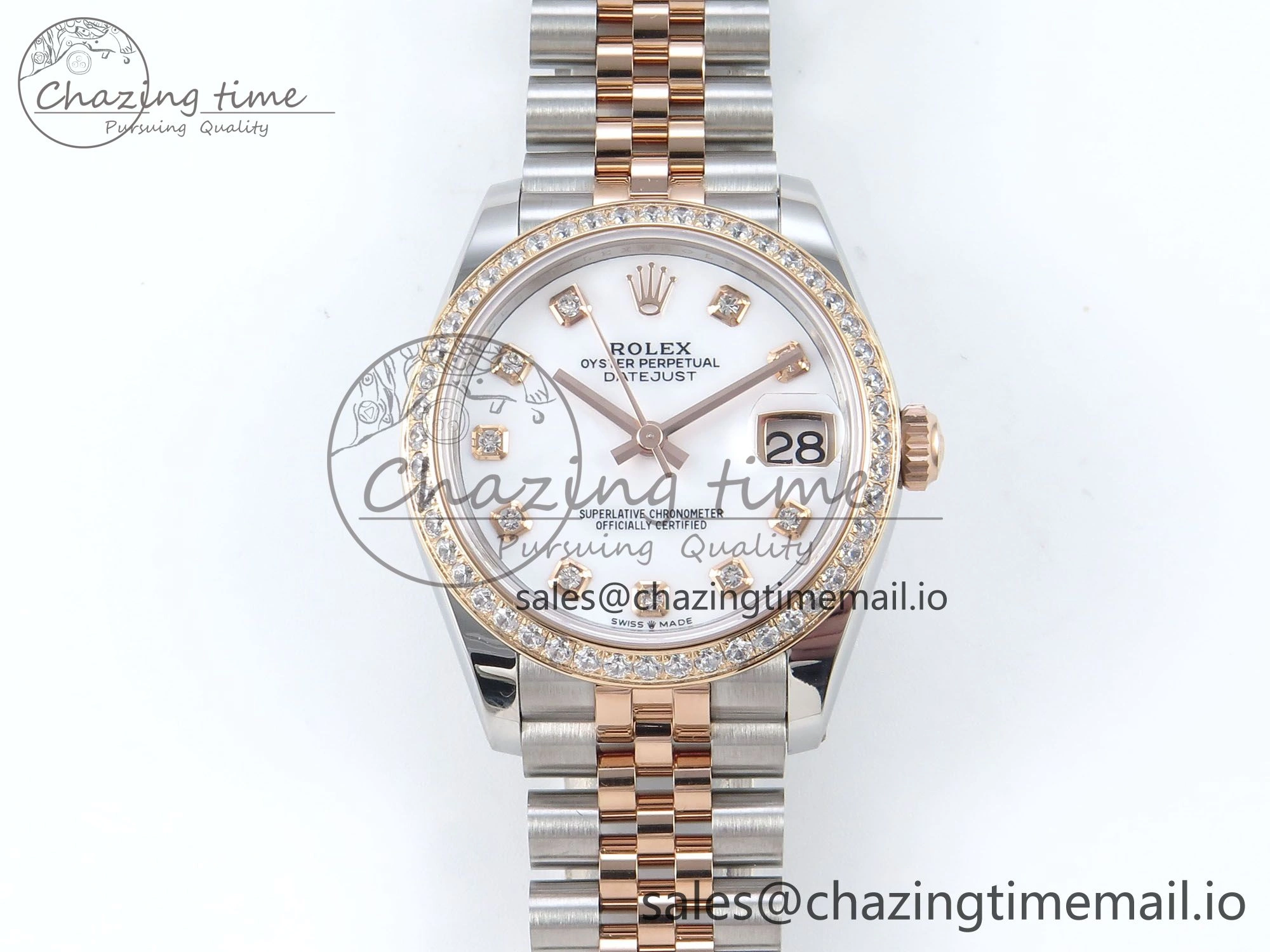 DateJust 31 278381RBR ARF 1:1 Best Edition 904L Steel White Diamonds Dial Diamonds Bezel on SS RG Jubilee Bracelet ETA 2688