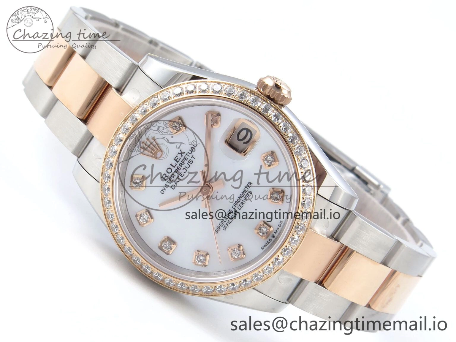 DateJust 31 278381RBR ARF 1:1 Best Edition 904L Steel White MOP Dial Diamonds Bezel on SS RG Oyster Bracelet ETA 2688