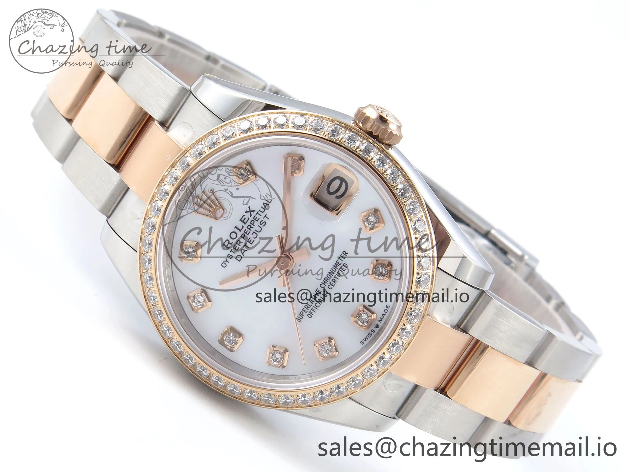 DateJust 31 278381RBR ARF 1:1 Best Edition 904L Steel White MOP Dial Diamonds Bezel on SS RG Oyster Bracelet ETA 2688