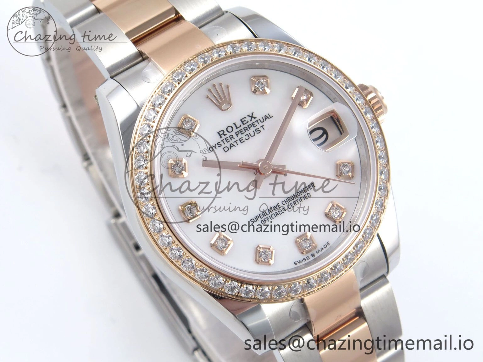 DateJust 31 278381RBR ARF 1:1 Best Edition 904L Steel White MOP Dial Diamonds Bezel on SS RG Oyster Bracelet ETA 2688