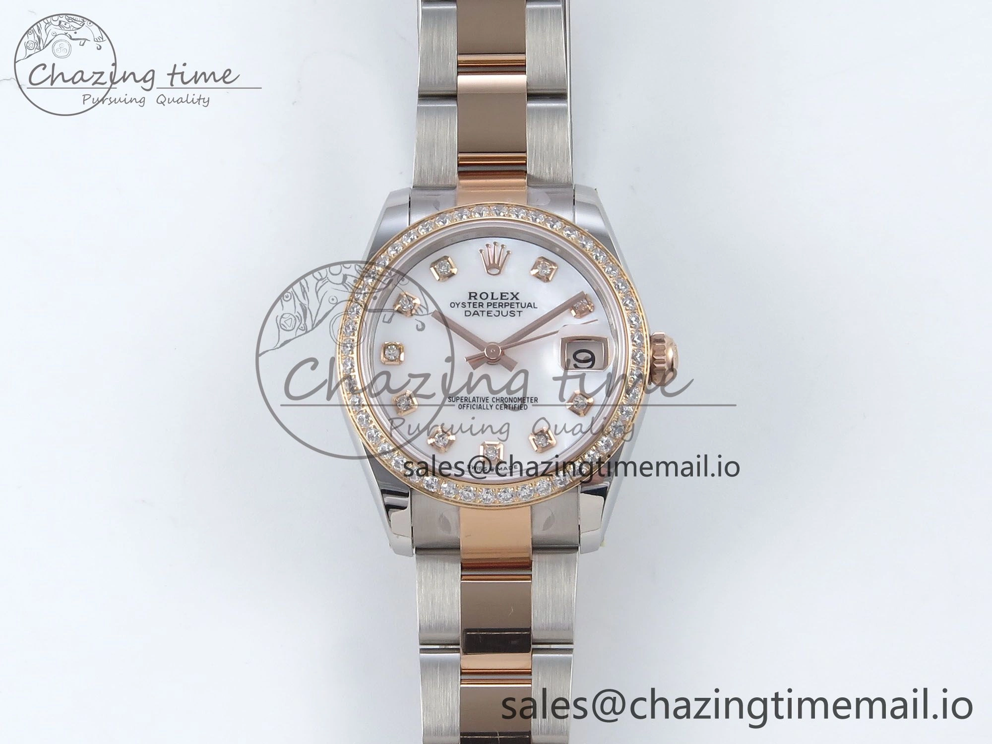 DateJust 31 278381RBR ARF 1:1 Best Edition 904L Steel White MOP Dial Diamonds Bezel on SS RG Oyster Bracelet ETA 2688