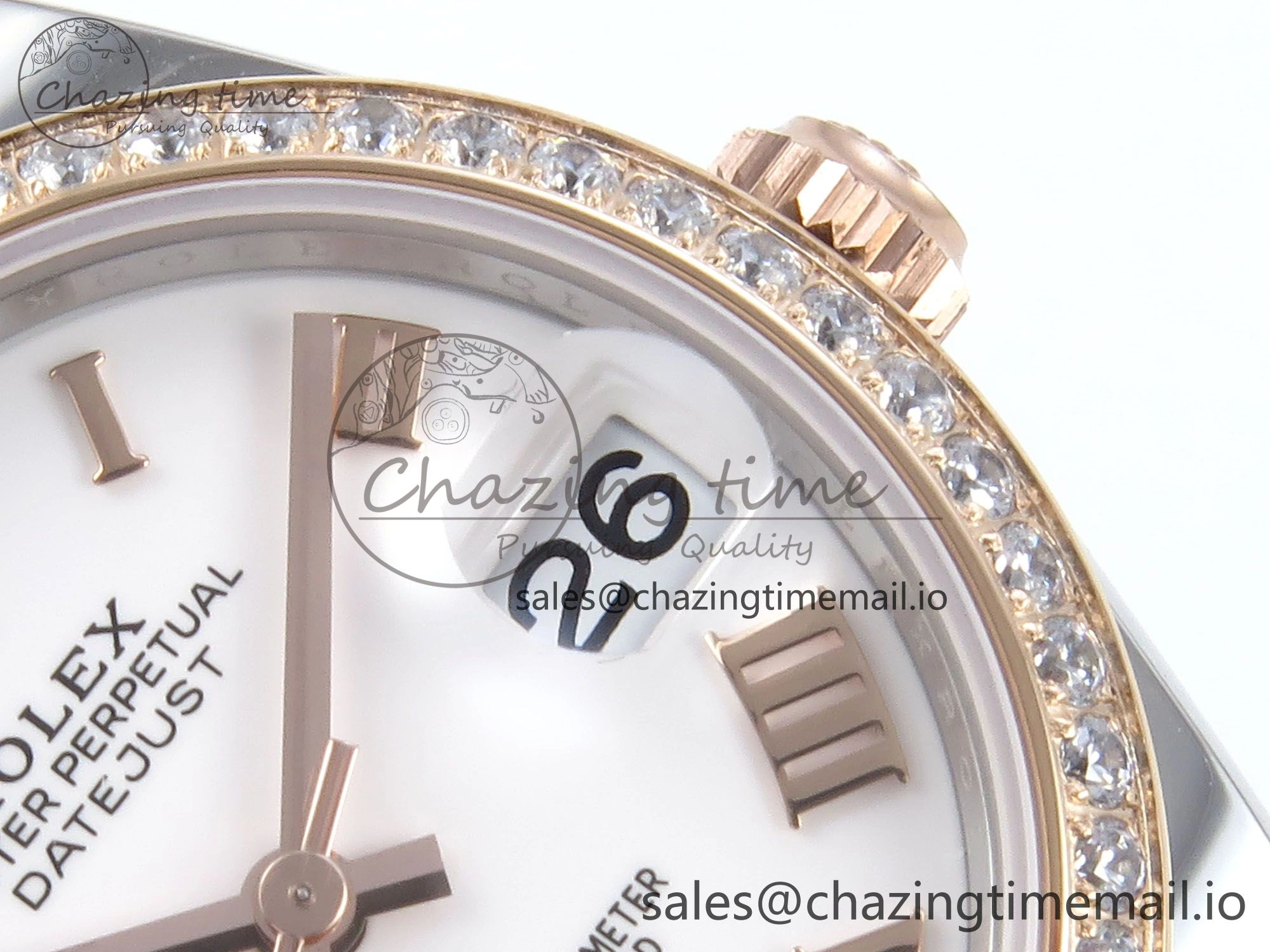 DateJust 31 278381RBR ARF 1:1 Best Edition 904L Steel White Roman Dial Diamonds Bezel on SS RG Oyster Bracelet ETA 2688