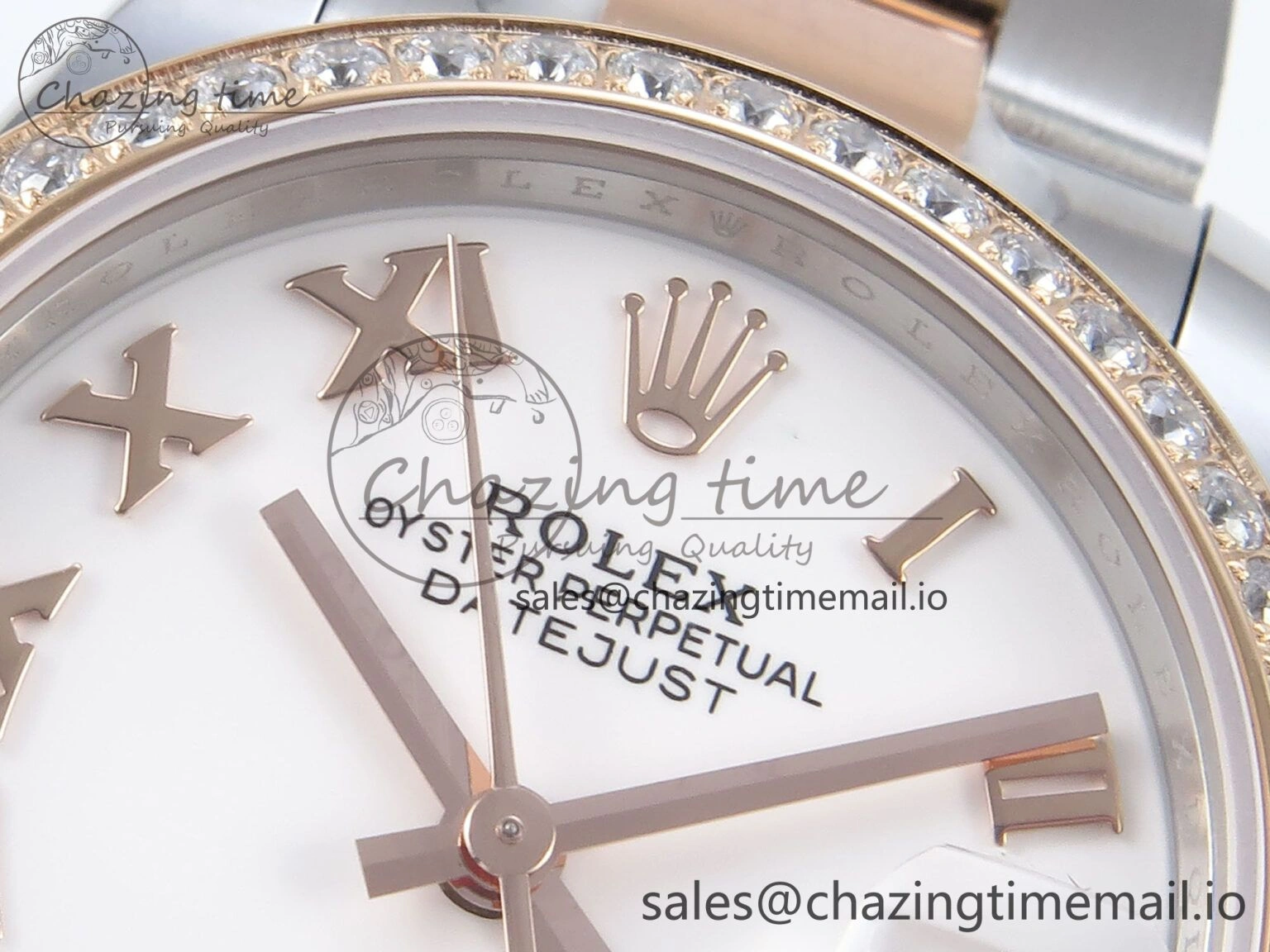 DateJust 31 278381RBR ARF 1:1 Best Edition 904L Steel White Roman Dial Diamonds Bezel on SS RG Oyster Bracelet ETA 2688