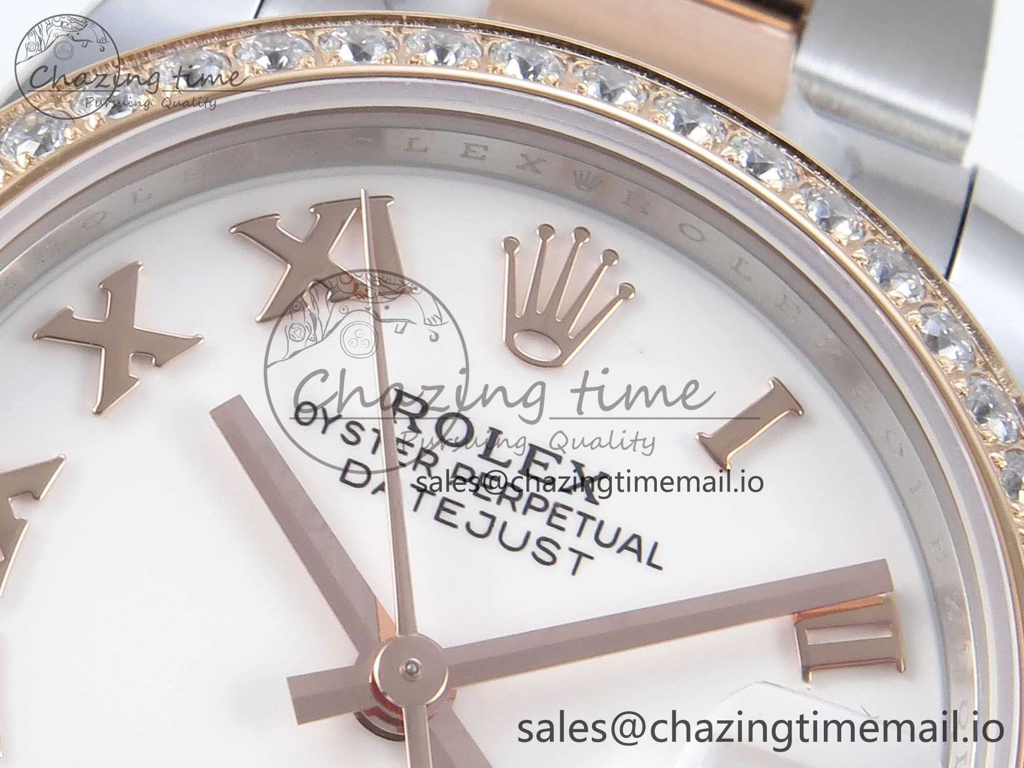 DateJust 31 278381RBR ARF 1:1 Best Edition 904L Steel White Roman Dial Diamonds Bezel on SS RG Oyster Bracelet ETA 2688