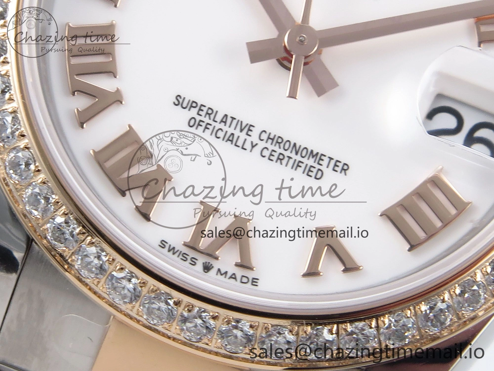 DateJust 31 278381RBR ARF 1:1 Best Edition 904L Steel White Roman Dial Diamonds Bezel on SS RG Oyster Bracelet ETA 2688