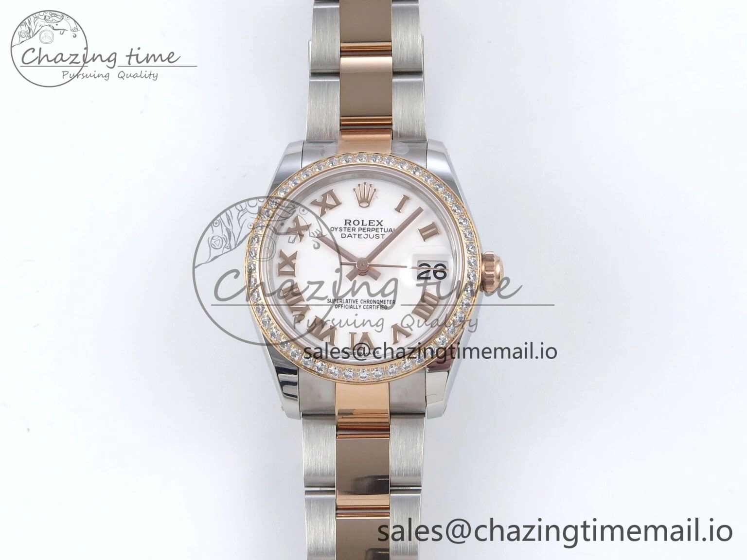 DateJust 31 278381RBR ARF 1:1 Best Edition 904L Steel White Roman Dial Diamonds Bezel on SS RG Oyster Bracelet ETA 2688