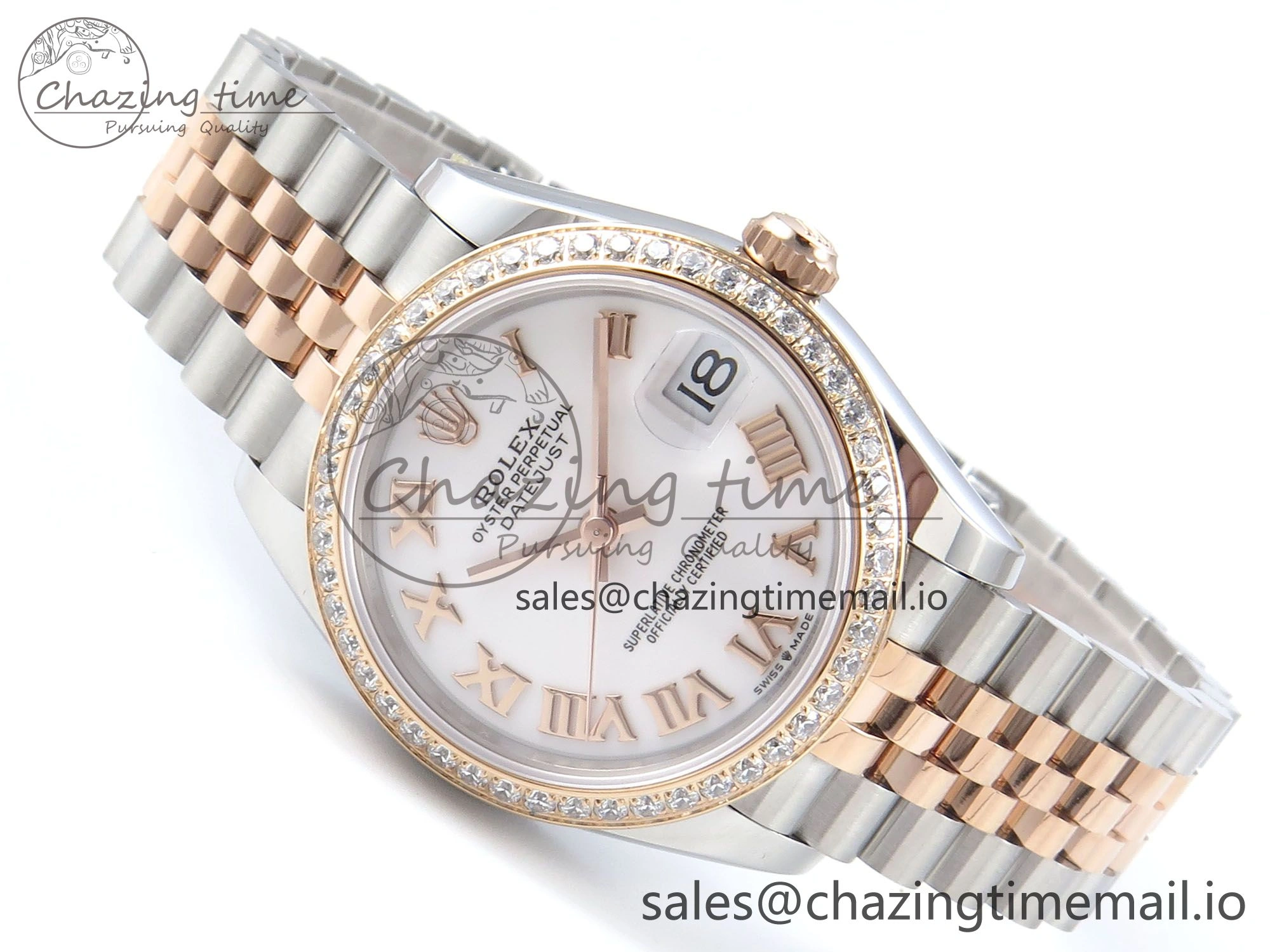 DateJust 31 278381RBR ARF 1:1 Best Edition 904L Steel White Roman Diamonds Dial Diamonds Bezel on SS RG Jubilee Bracelet ETA 2688
