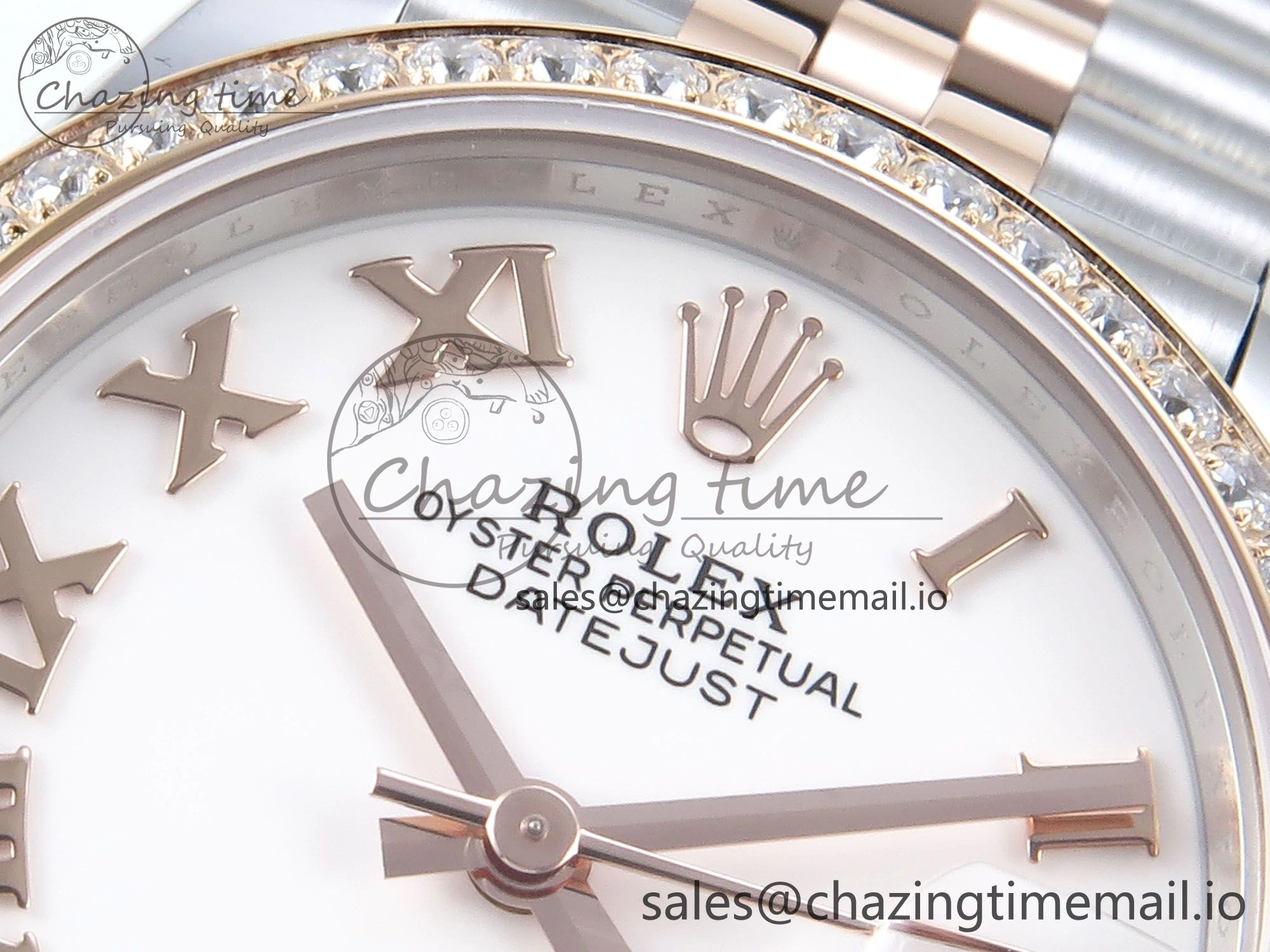 DateJust 31 278381RBR ARF 1:1 Best Edition 904L Steel White Roman Diamonds Dial Diamonds Bezel on SS RG Jubilee Bracelet ETA 2688