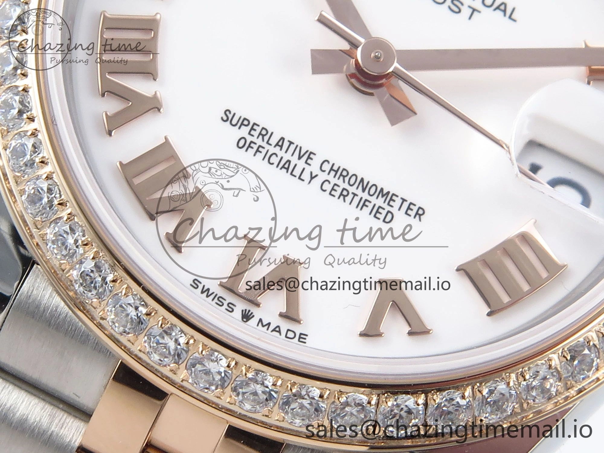DateJust 31 278381RBR ARF 1:1 Best Edition 904L Steel White Roman Diamonds Dial Diamonds Bezel on SS RG Jubilee Bracelet ETA 2688
