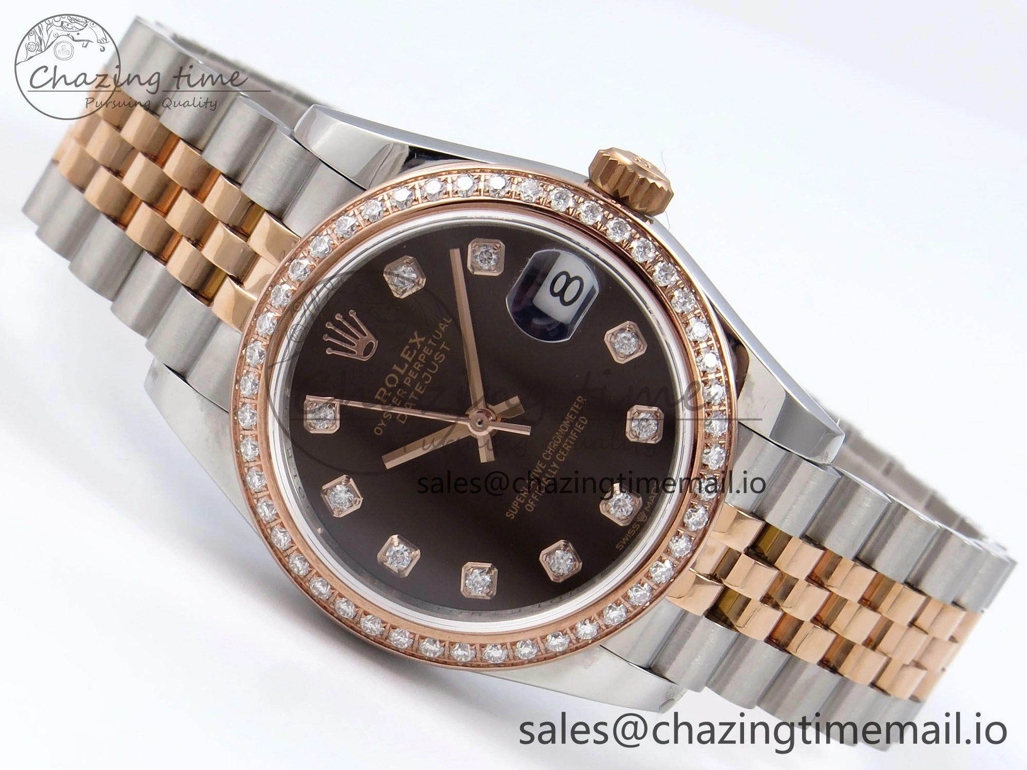 DateJust 31 278381RBR JARF 1:1 Best Edition 904L Steel Brown Diamonds Dial on SS RG Jubilee Bracelet HZ2236