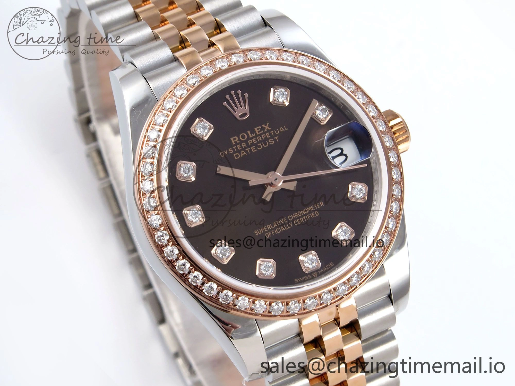 DateJust 31 278381RBR JARF 1:1 Best Edition 904L Steel Brown Diamonds Dial on SS RG Jubilee Bracelet HZ2236