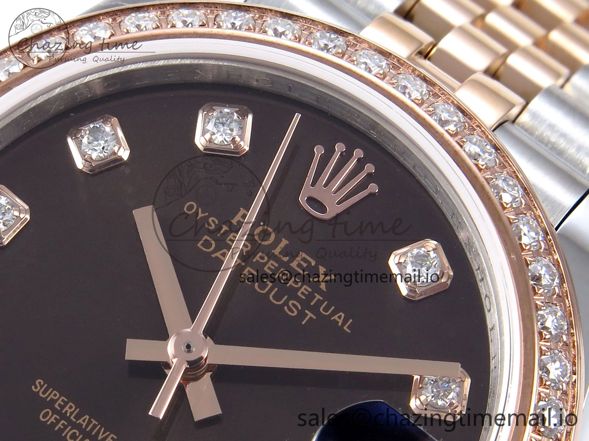 DateJust 31 278381RBR JARF 1:1 Best Edition 904L Steel Brown Diamonds Dial on SS RG Jubilee Bracelet HZ2236