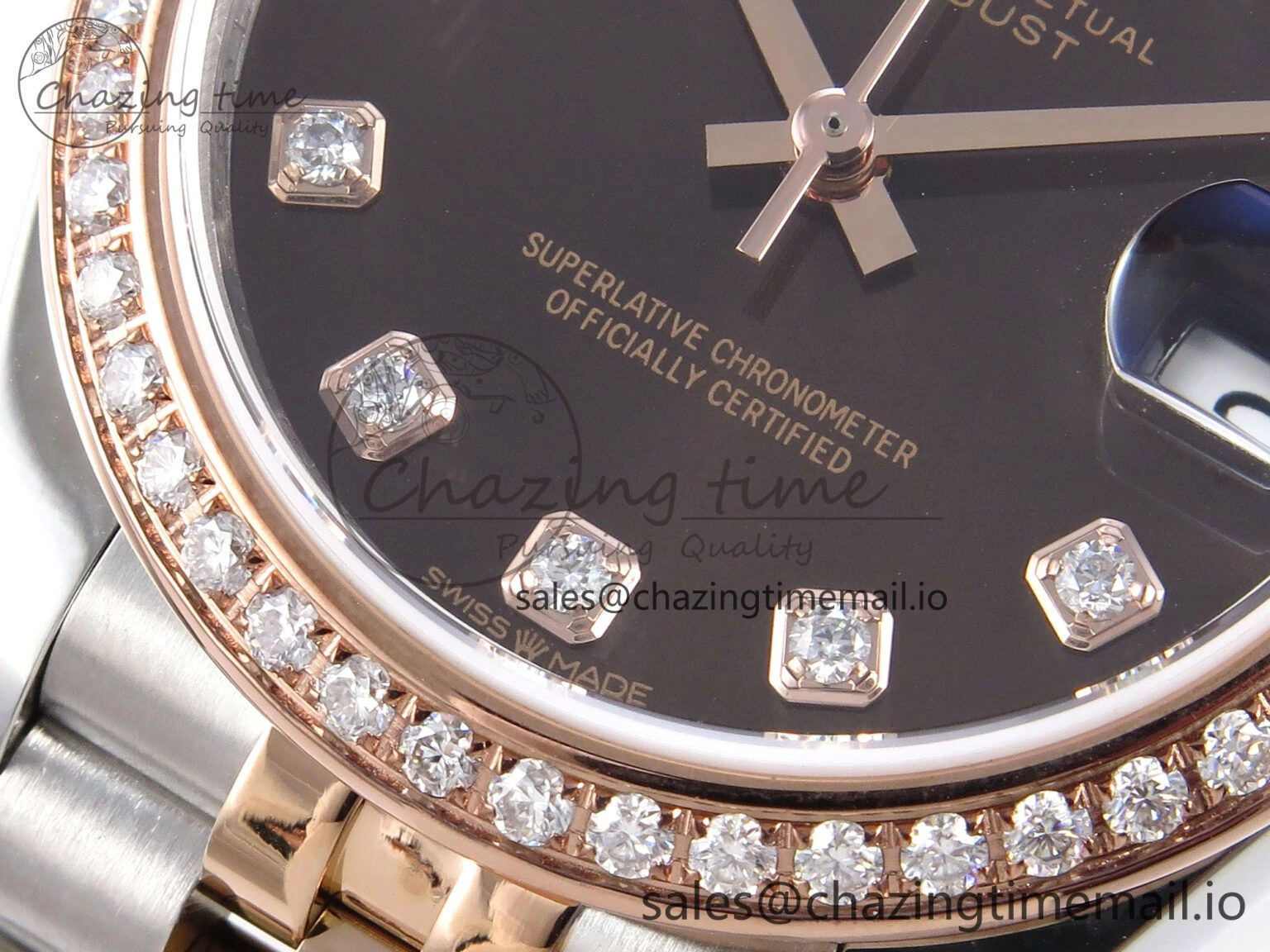DateJust 31 278381RBR JARF 1:1 Best Edition 904L Steel Brown Diamonds Dial on SS RG Jubilee Bracelet HZ2236
