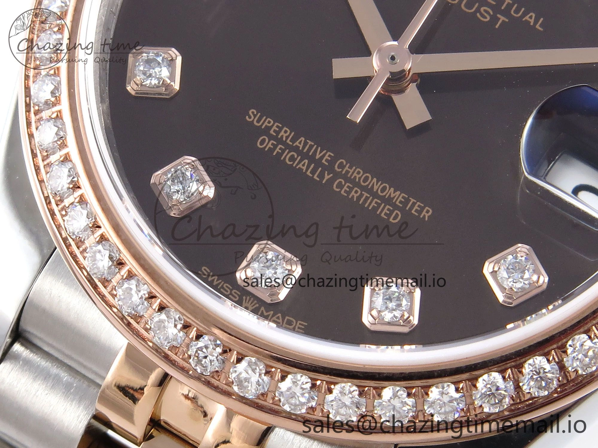 DateJust 31 278381RBR JARF 1:1 Best Edition 904L Steel Brown Diamonds Dial on SS RG Jubilee Bracelet HZ2236