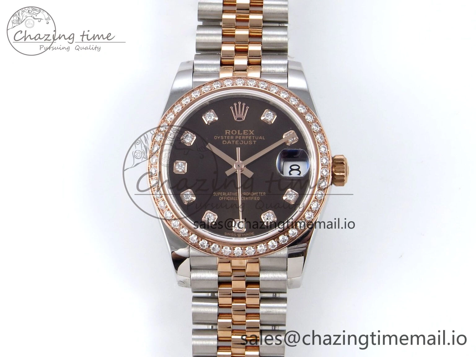 DateJust 31 278381RBR JARF 1:1 Best Edition 904L Steel Brown Diamonds Dial on SS RG Jubilee Bracelet HZ2236