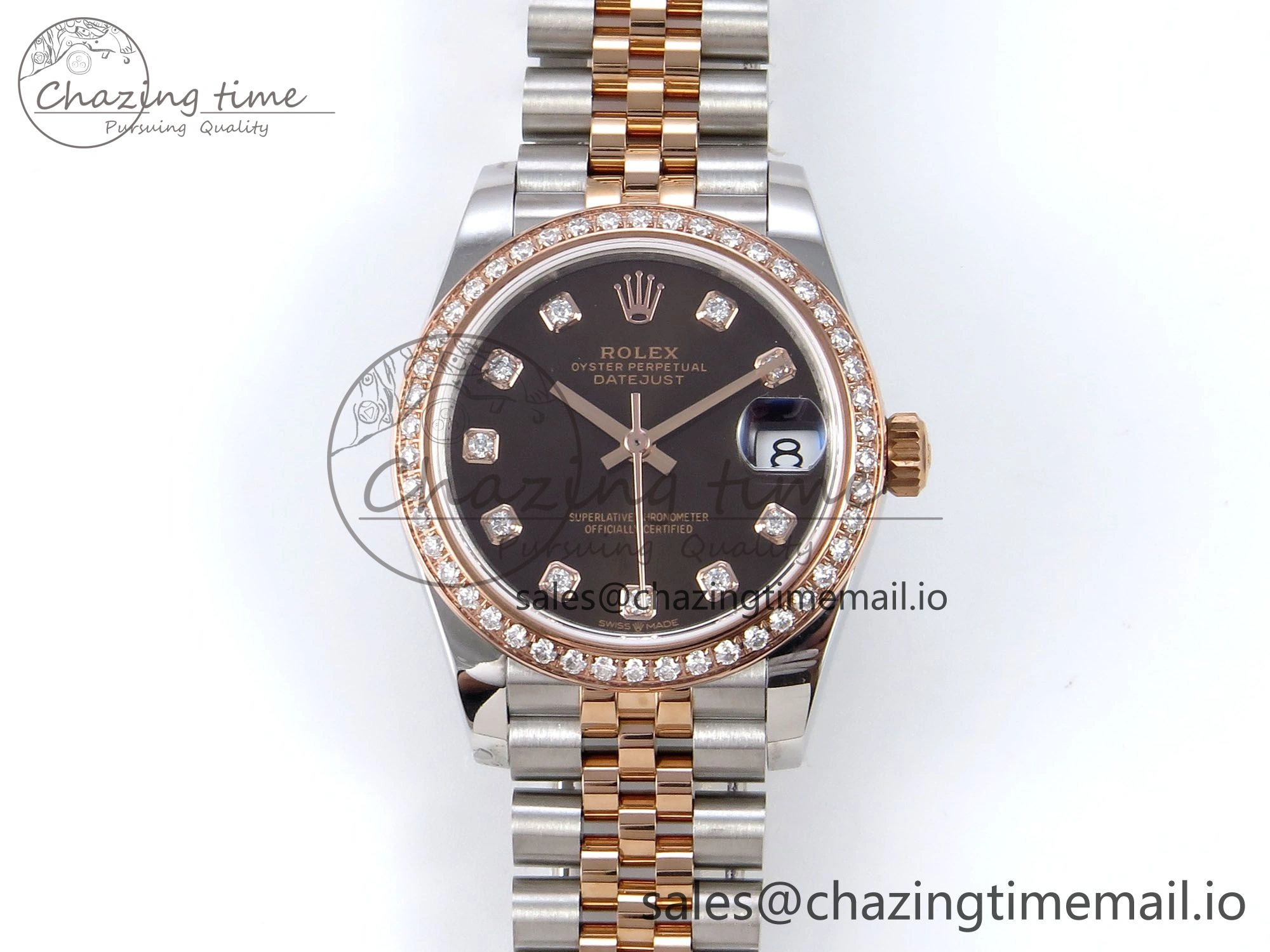 DateJust 31 278381RBR JARF 1:1 Best Edition 904L Steel Brown Diamonds Dial on SS RG Jubilee Bracelet HZ2236