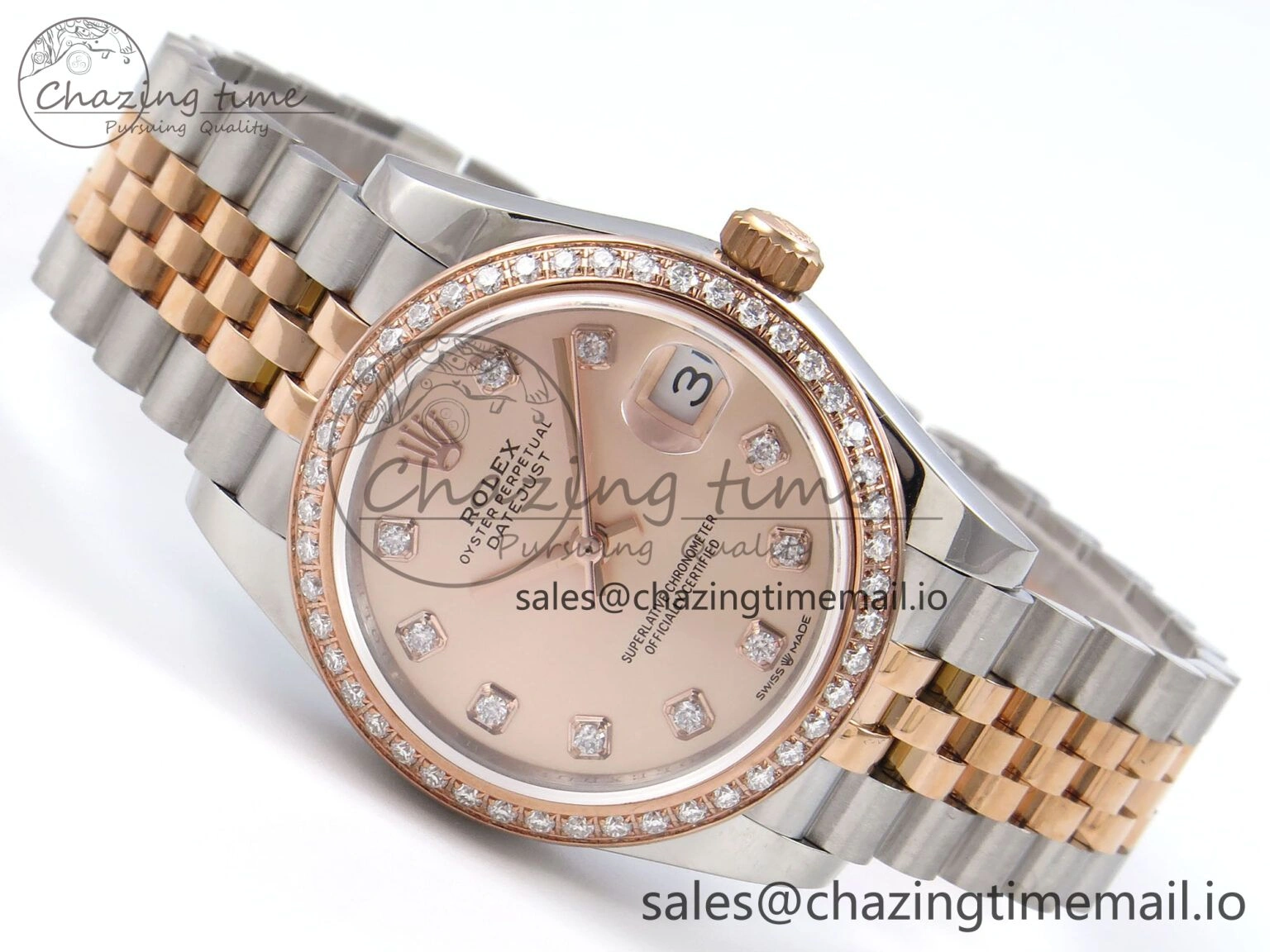 DateJust 31 278381RBR JARF 1:1 Best Edition 904L Steel RG Diamonds Dial on SS RG Jubilee Bracelet HZ2236