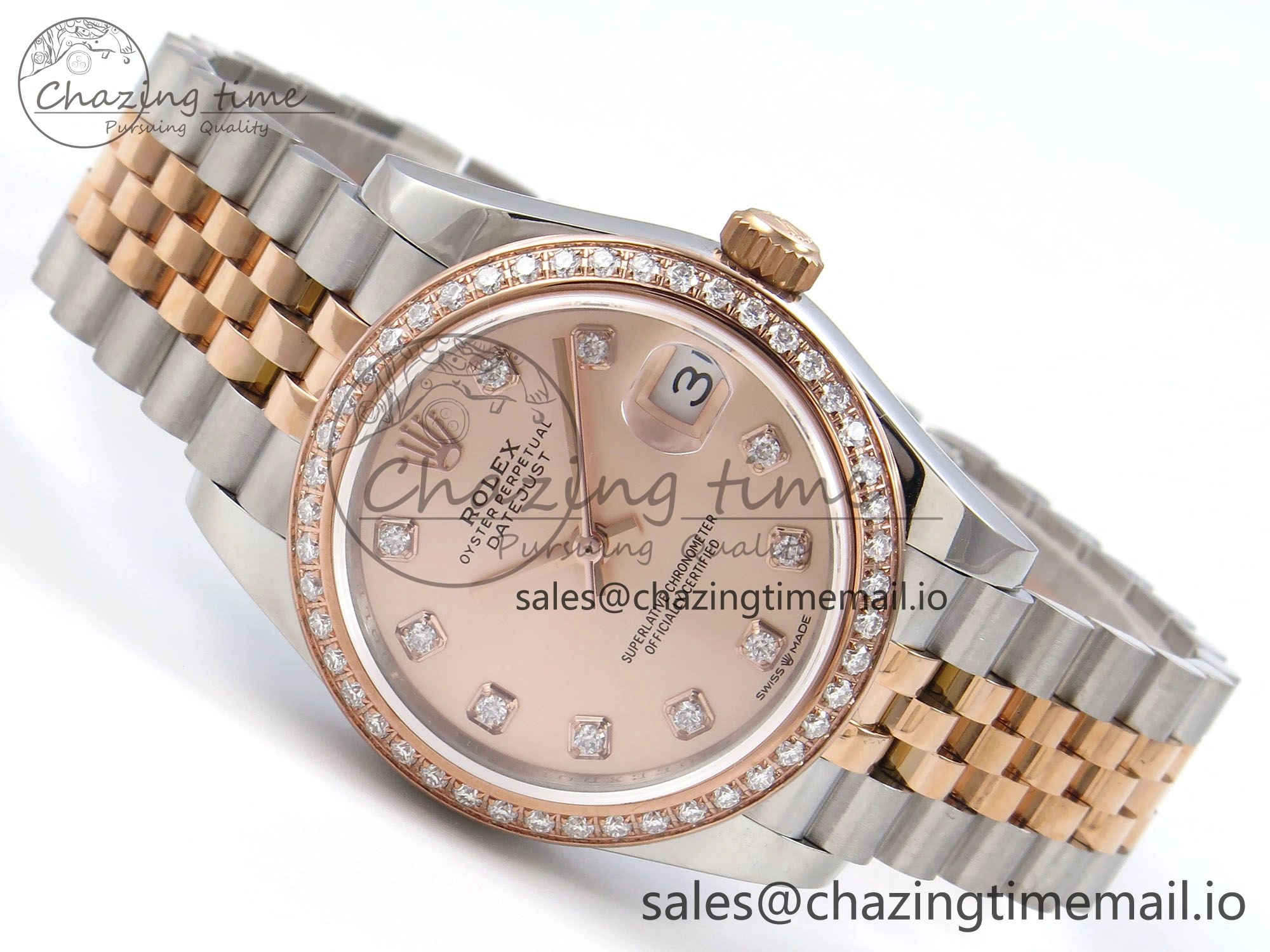 DateJust 31 278381RBR JARF 1:1 Best Edition 904L Steel RG Diamonds Dial on SS RG Jubilee Bracelet HZ2236